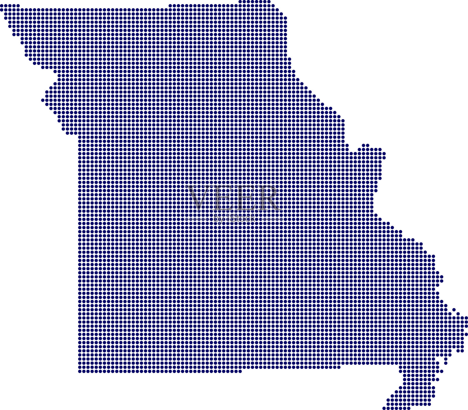 一幅由蓝色小点组成的密苏里地图插画图片素材
