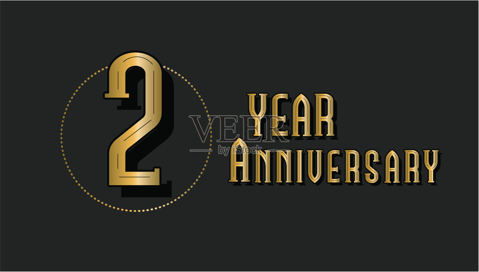 复古和复古2周年的标签设计在金色和黑色的颜色插画图片素材