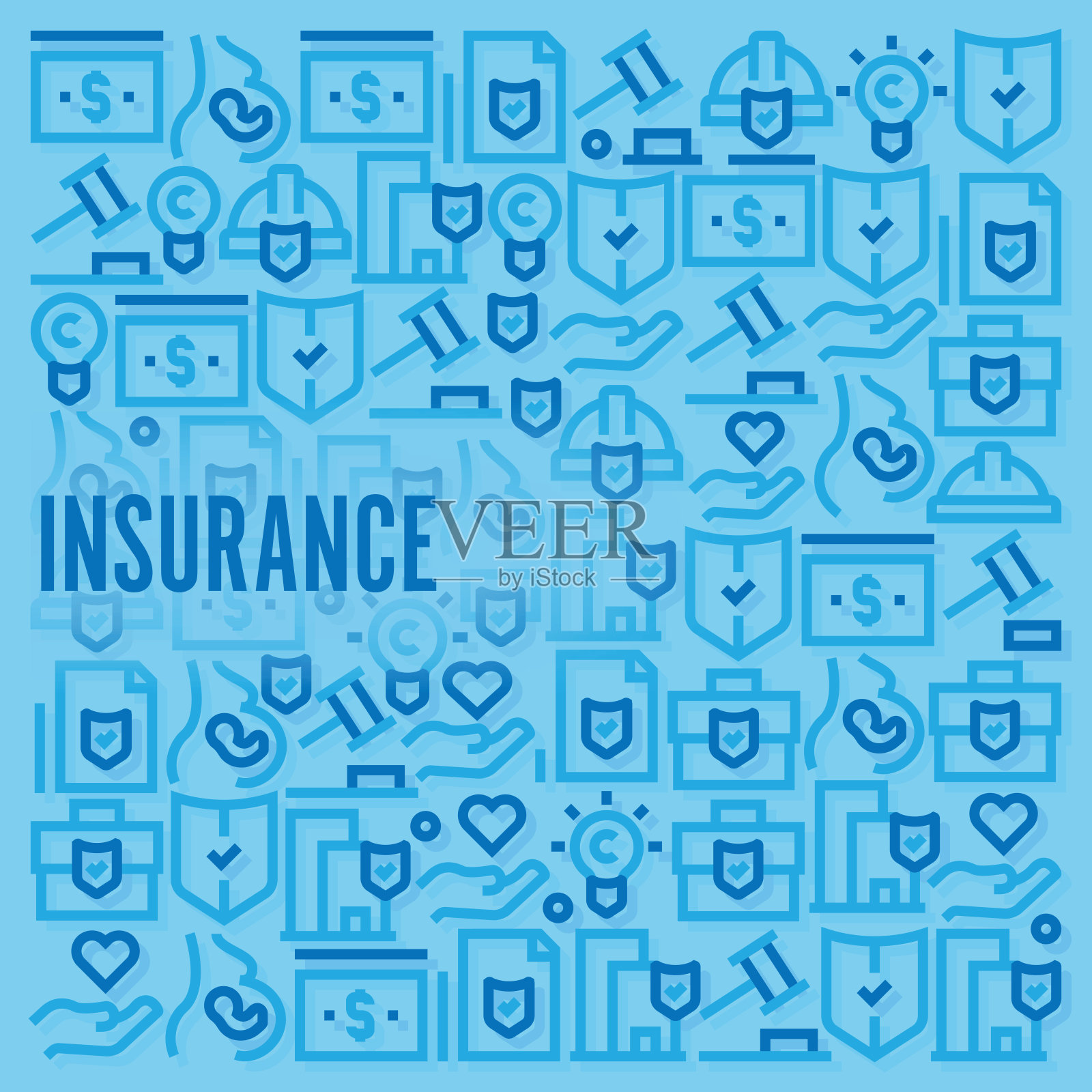 保险模式插画图片素材