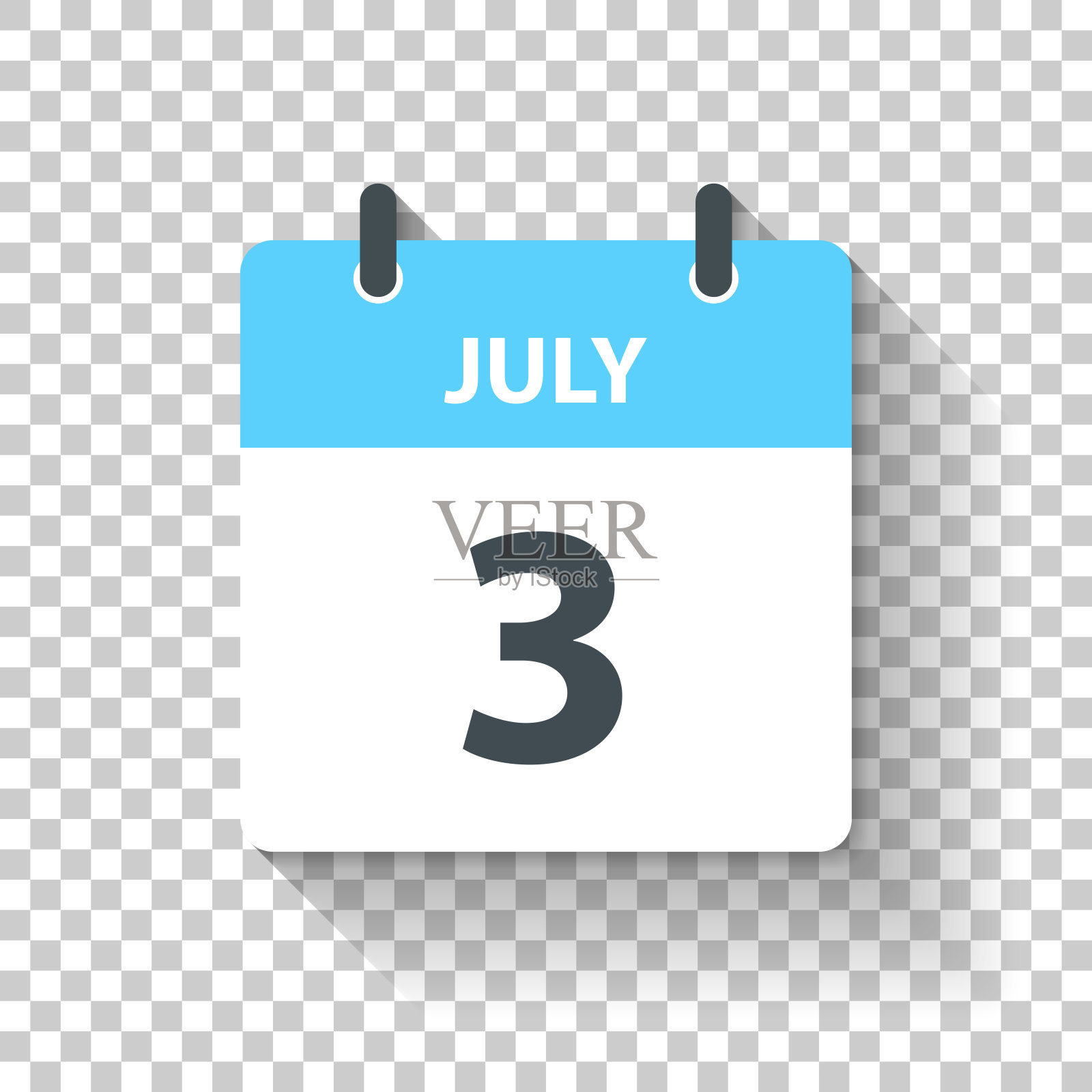 7月3日-日日历图标在平面设计风格插画图片素材