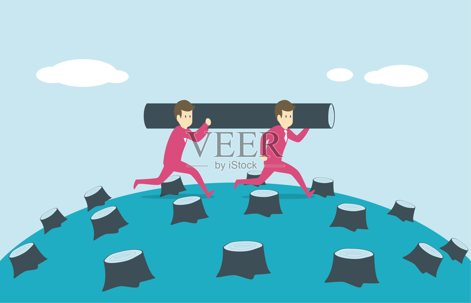 森林砍伐插画图片素材