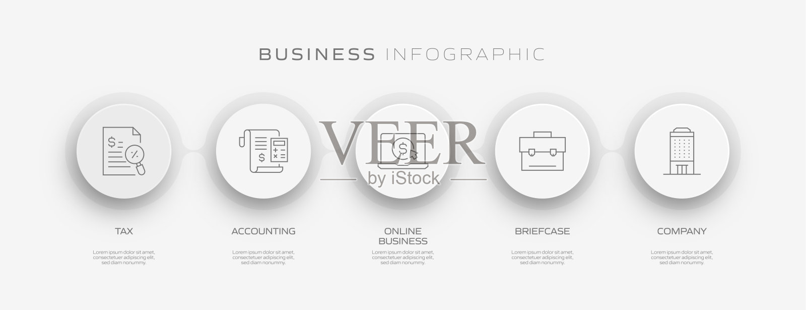 业务相关流程信息图模板。过程时间图。使用线性图标的工作流布局插画图片素材