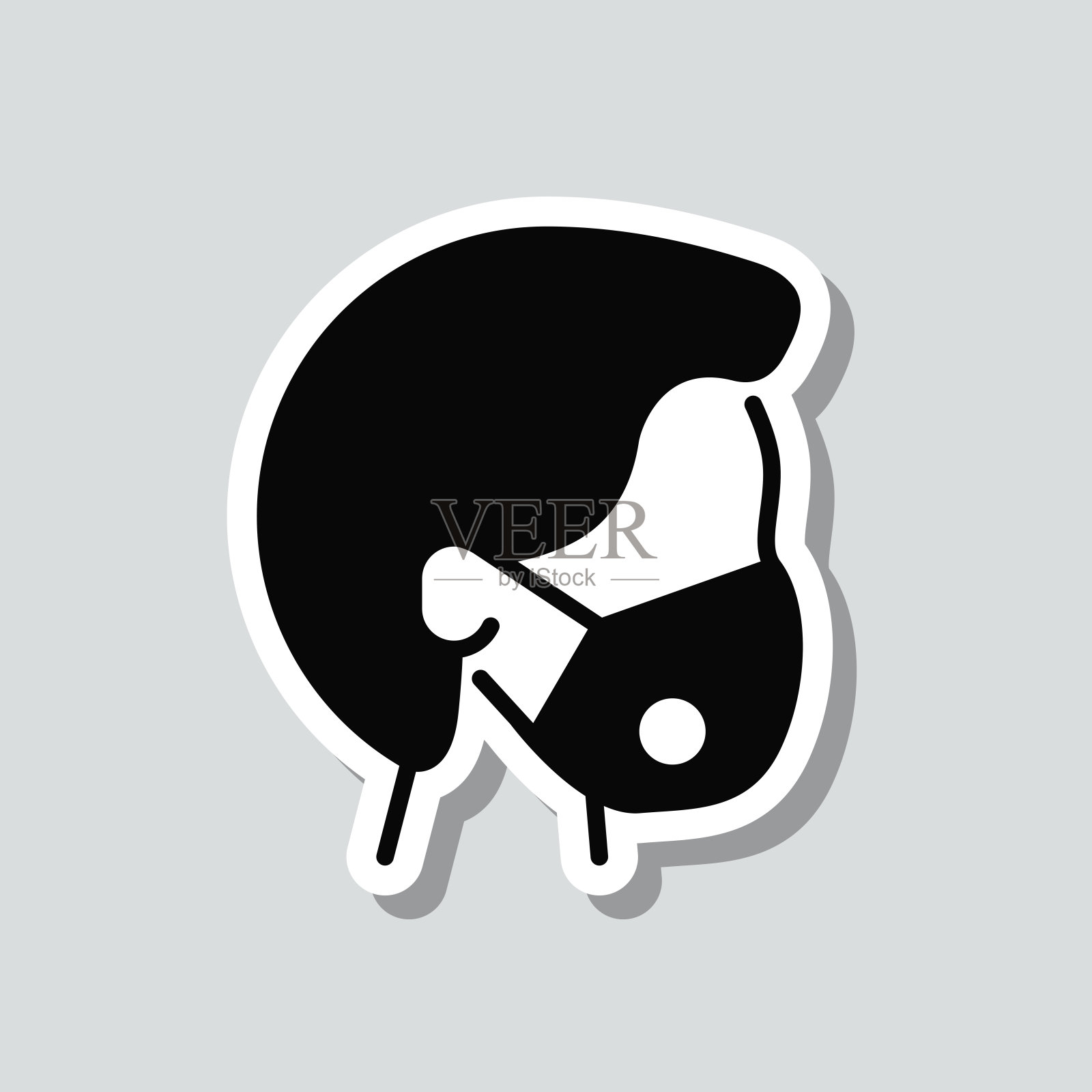 佩戴医用口罩者。灰色背景上的图标贴纸插画图片素材