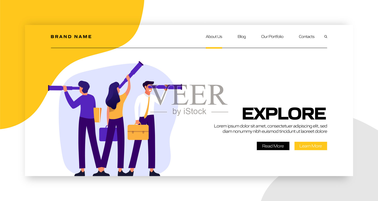 探索概念矢量插图的着陆页模板，网站横幅，广告和营销材料，在线广告，业务演示等。插画图片素材