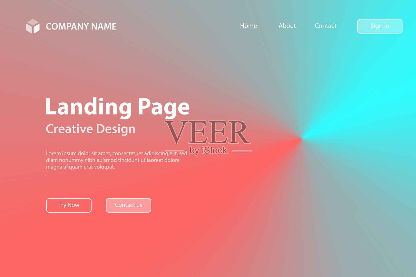 登陆页面模板-蓝色抽象背景，径向渐变插画图片素材