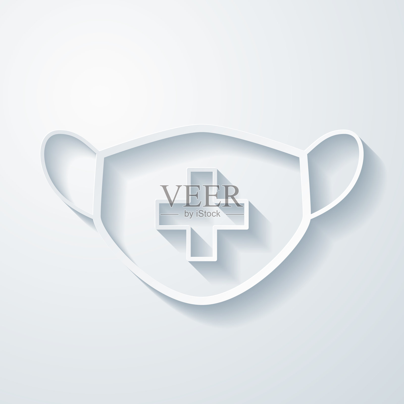 医用或外科口罩。在空白背景上具有剪纸效果的图标插画图片素材