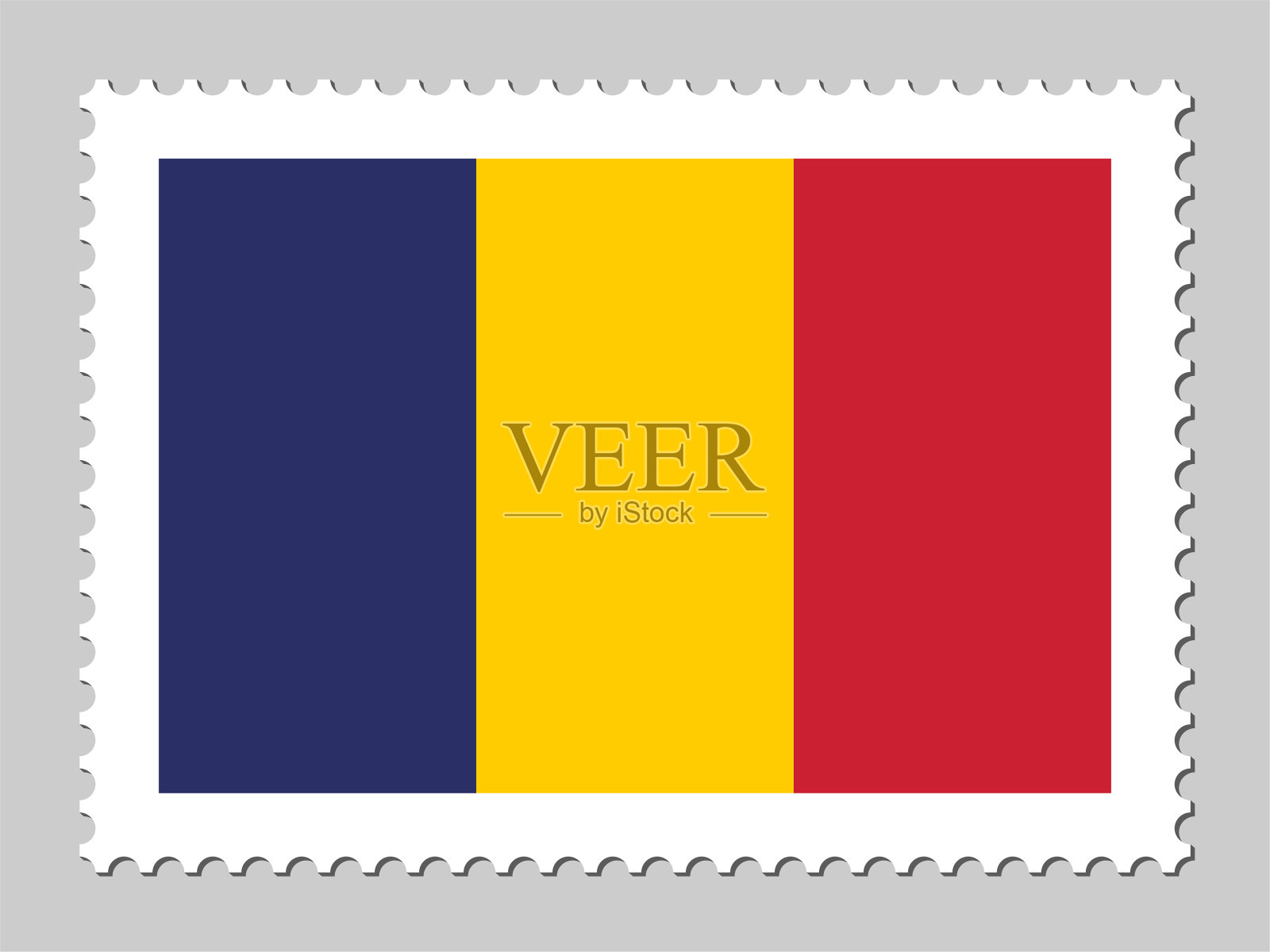 乍得国旗邮票插画图片素材