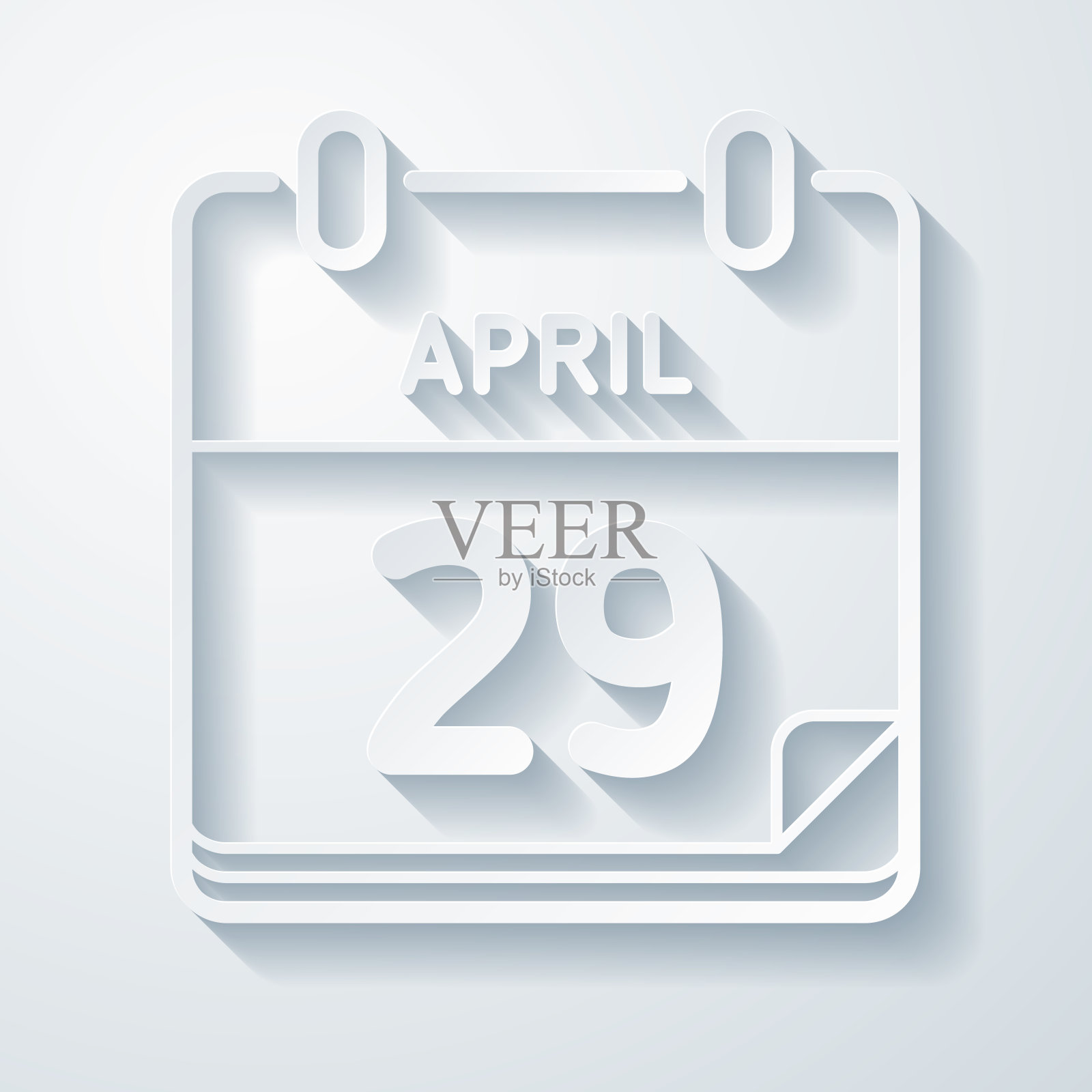 4月29日。在空白背景上具有剪纸效果的图标插画图片素材