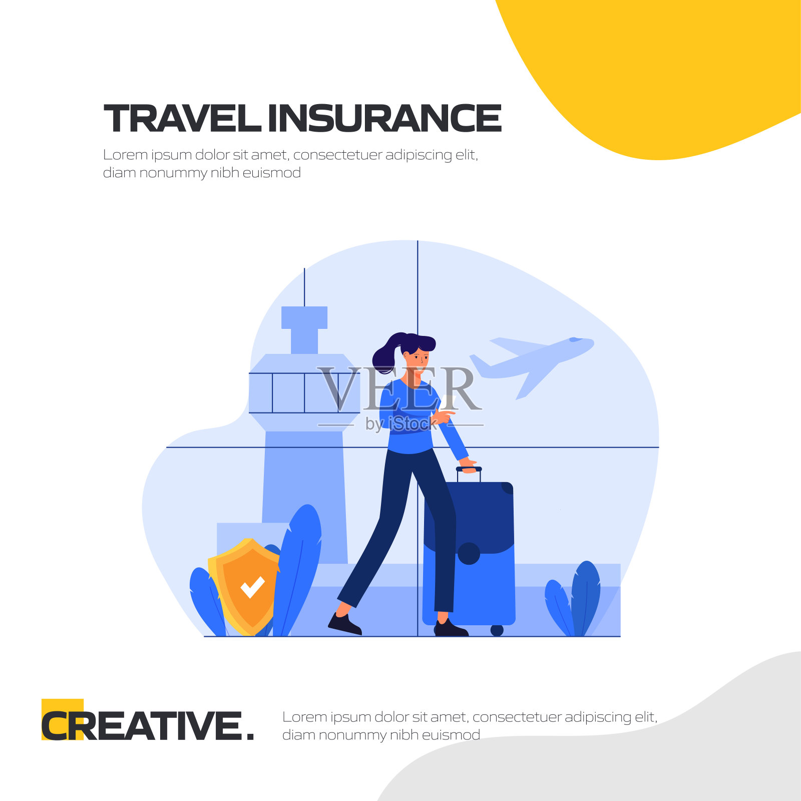 旅游保险概念矢量插图网站横幅，广告和营销材料，在线广告，社交媒体营销等。插画图片素材