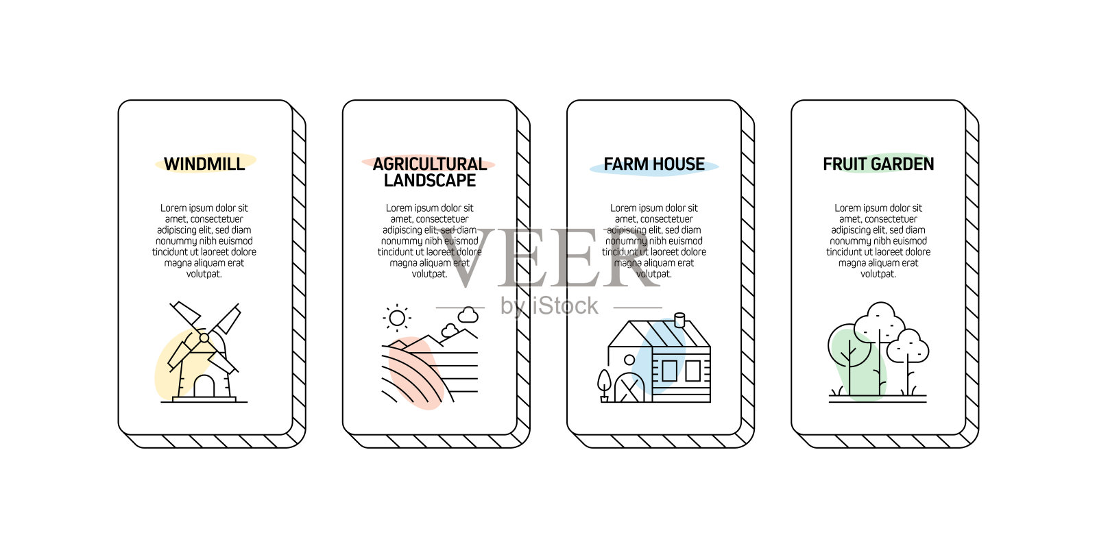 农业和农业相关过程信息图模板。过程时间图。带图标的工作流布局插画图片素材