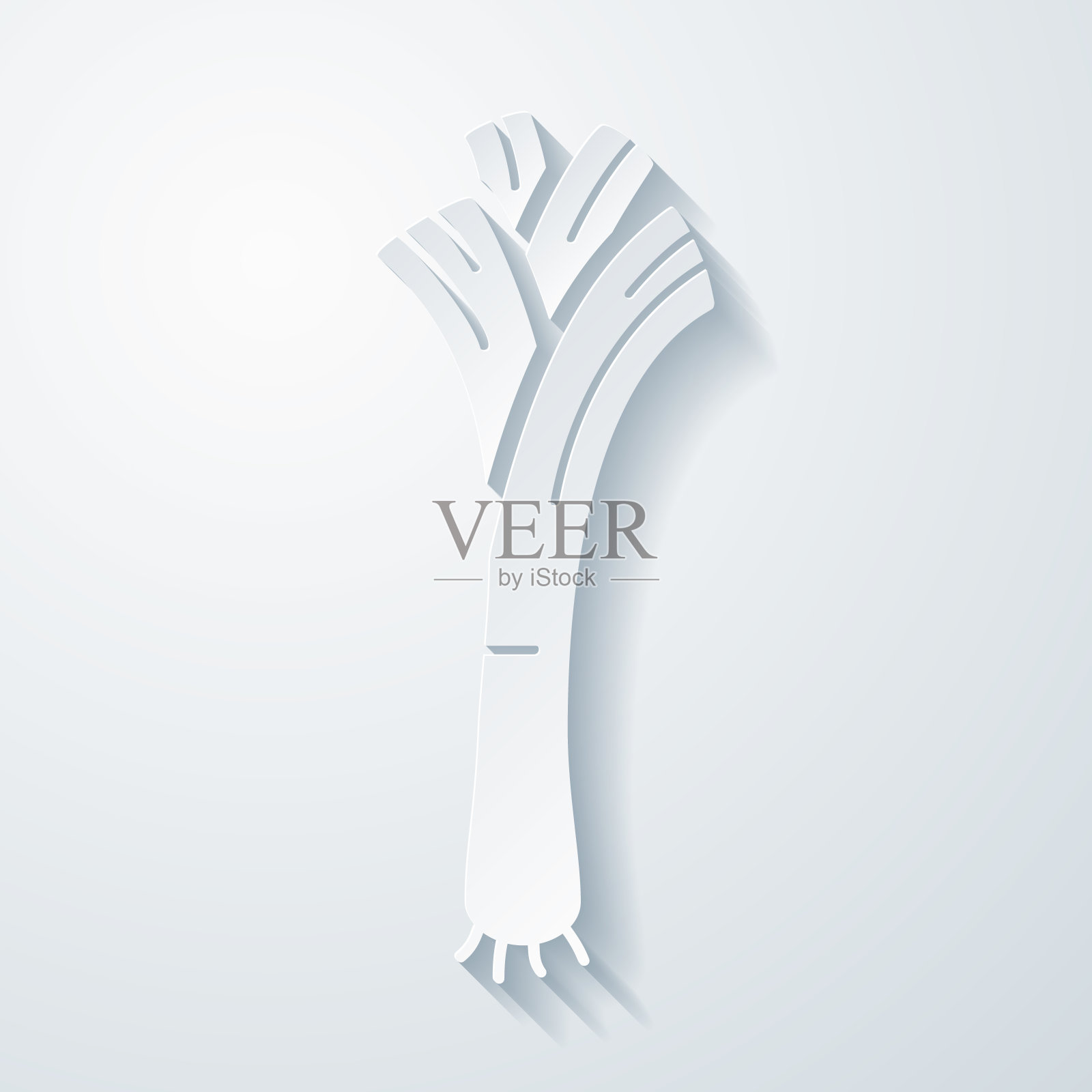 韭菜。在空白背景上具有剪纸效果的图标设计元素图片