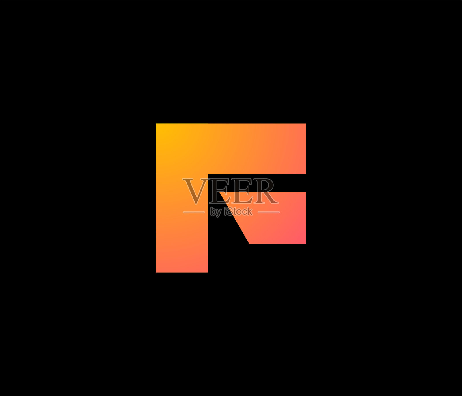 F字母为基础的标志在颜色插画图片素材