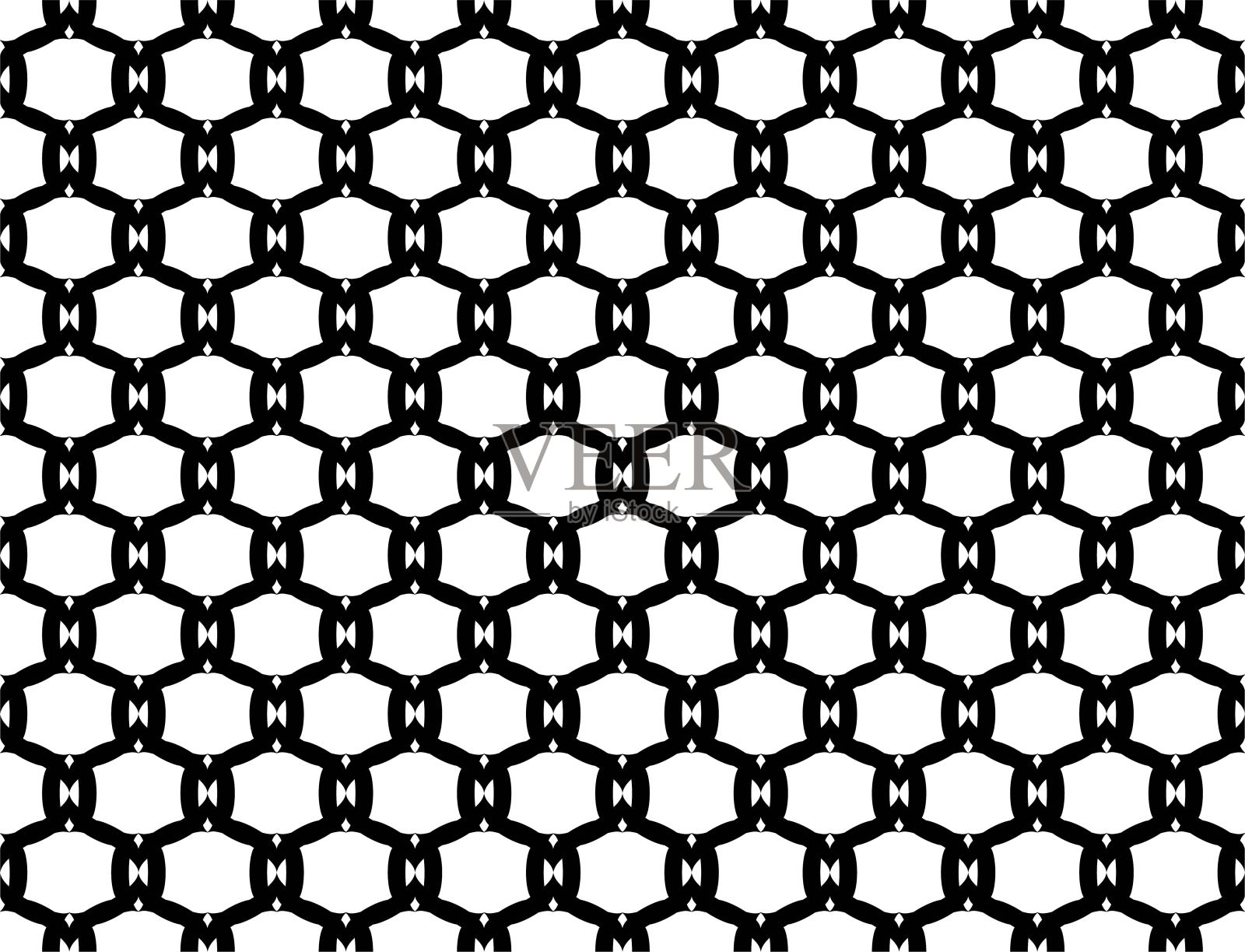 无缝黑白网格图案插画图片素材