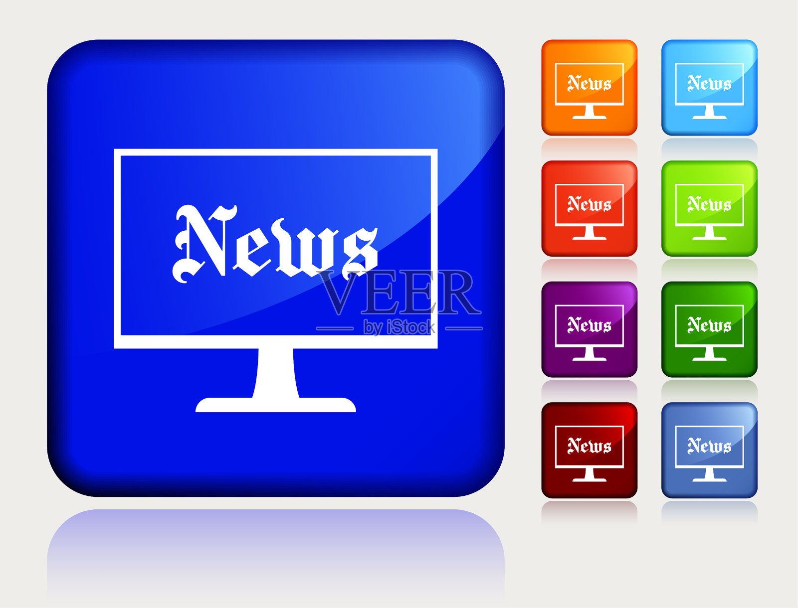 电脑显示器与新闻图标插画图片素材