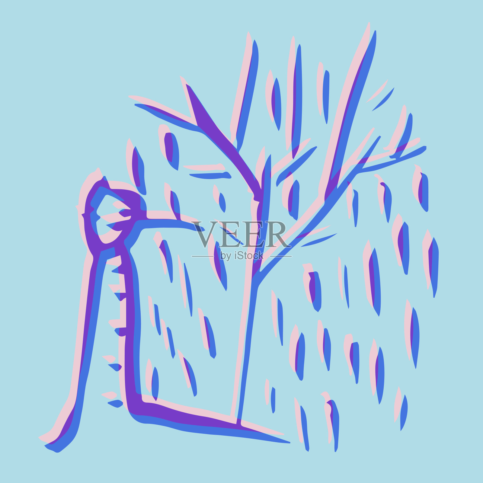 雪人和冬天-可爱的雪涂鸦插画图片素材