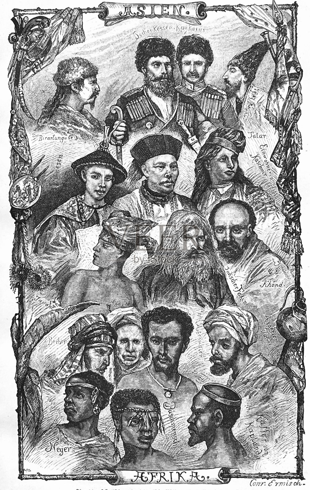 亚洲和非洲民族插画图片素材