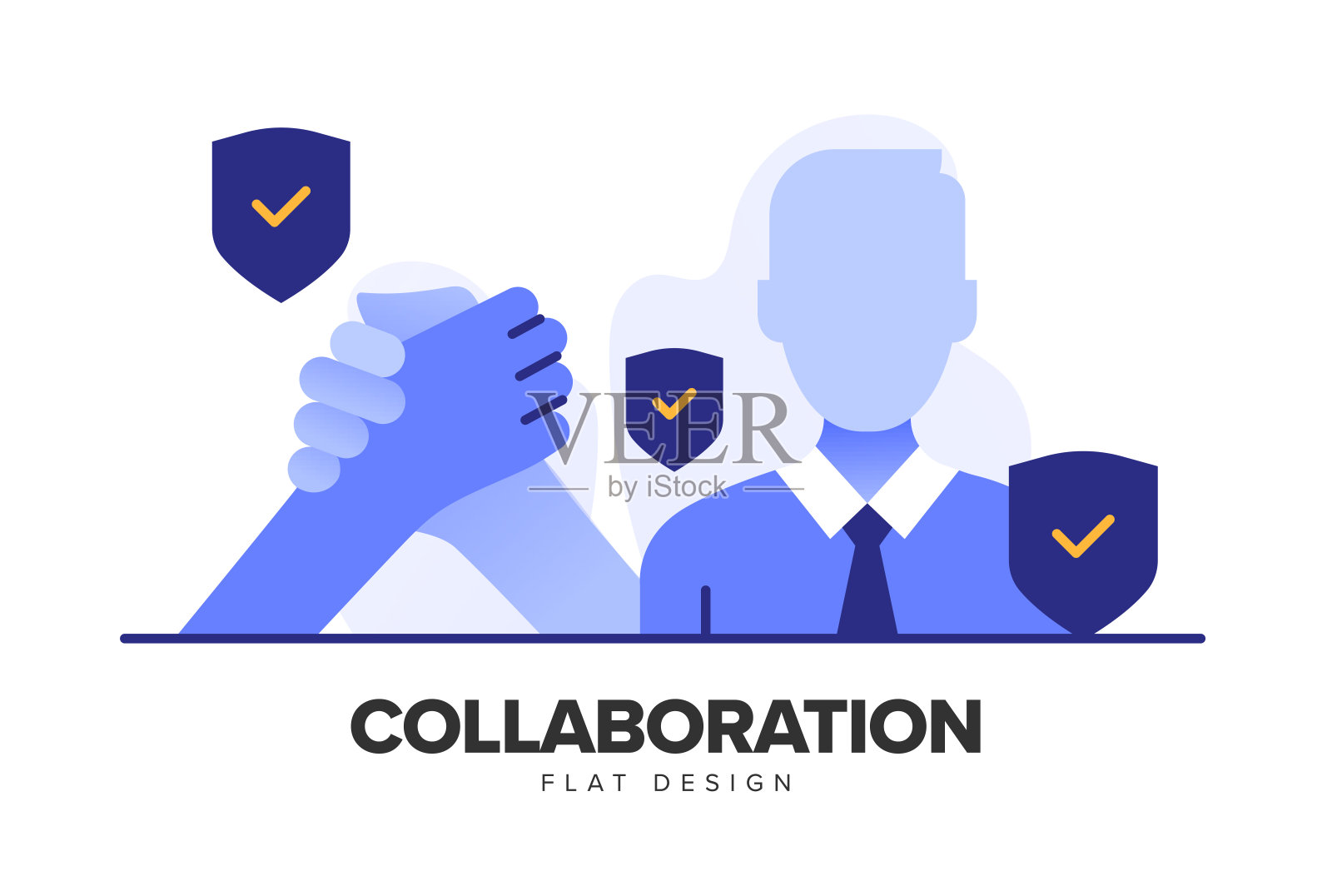 协作线图标，轮廓向量符号和设计元素插画图片素材