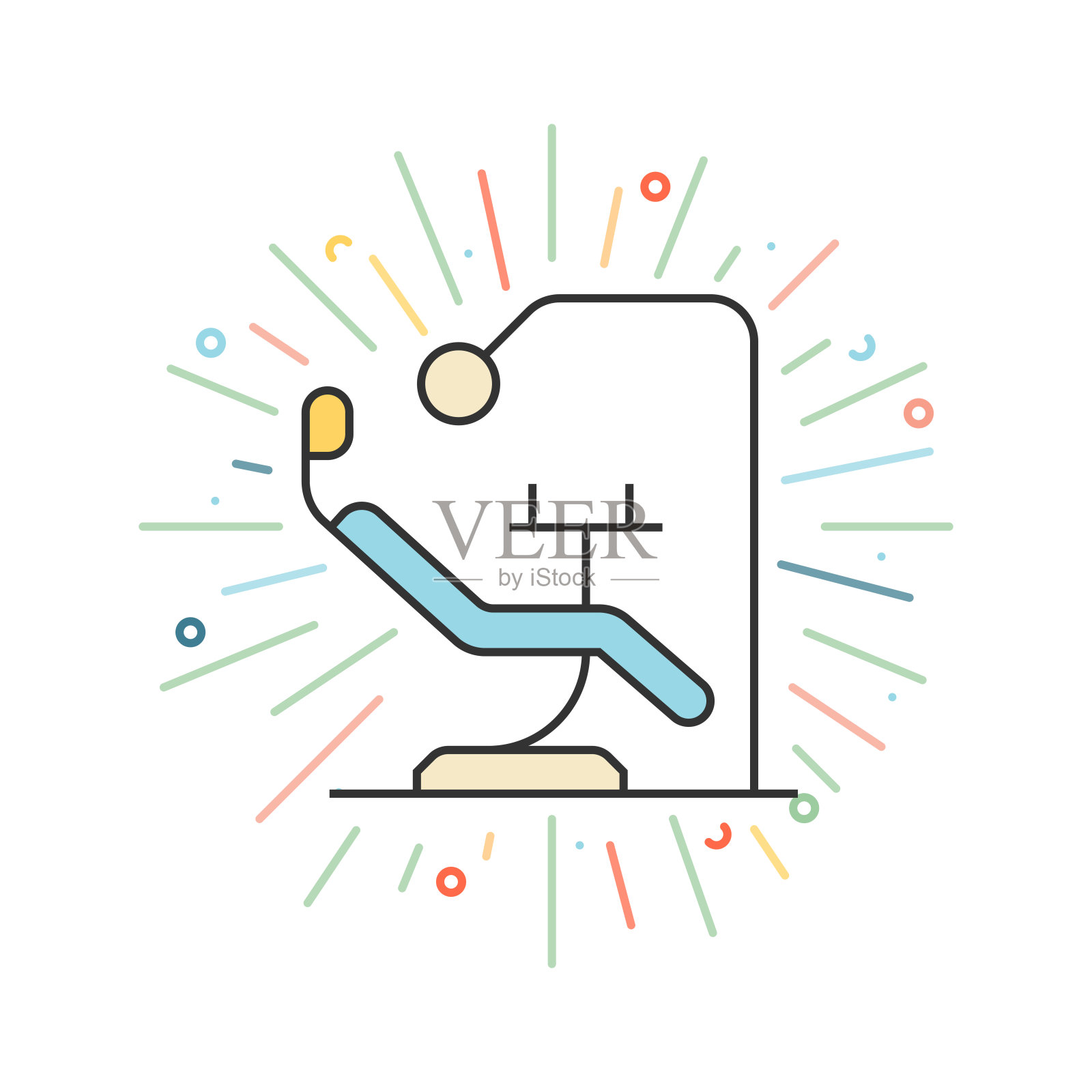 牙医椅线图标插画图片素材