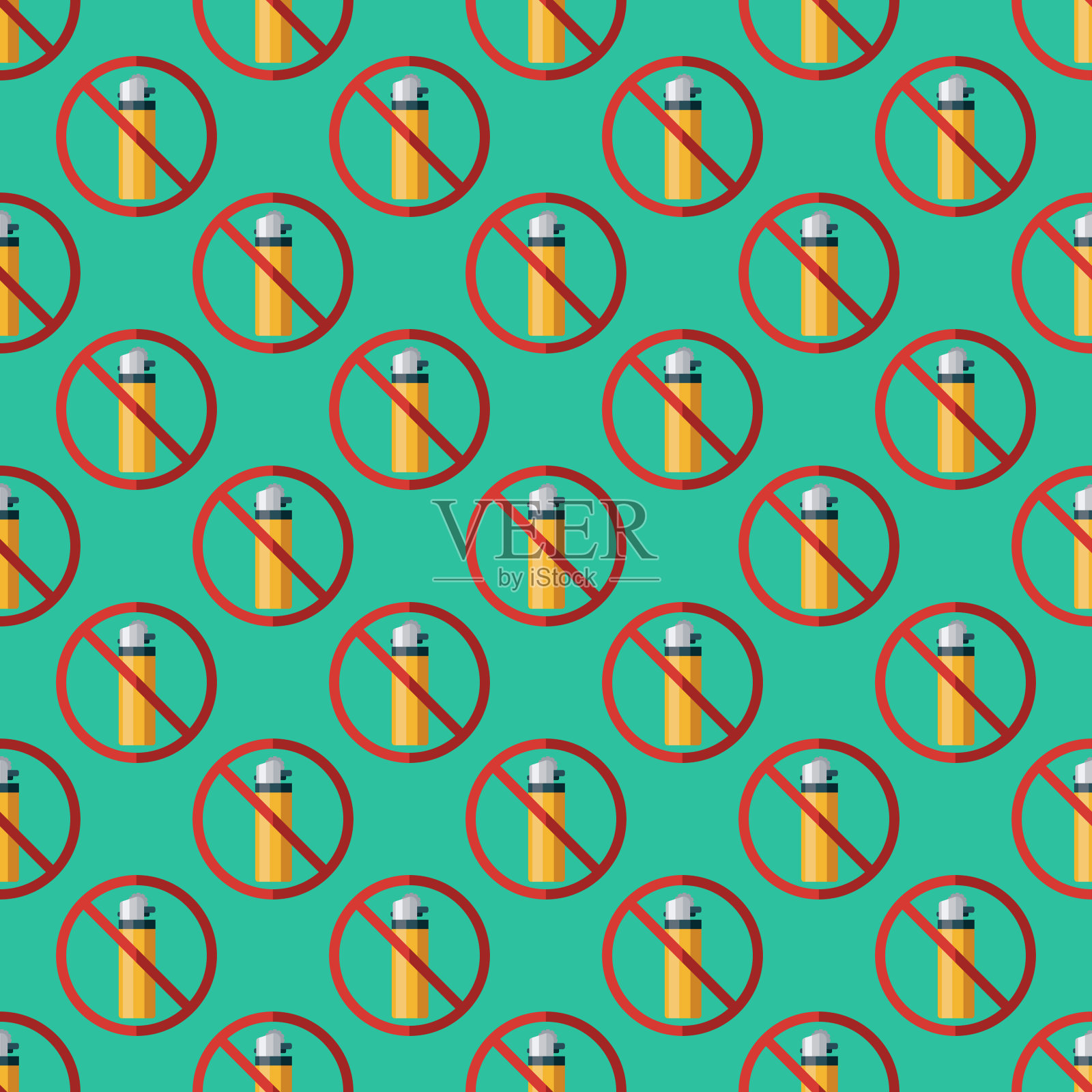 禁止塑胶打火机图案插画图片素材