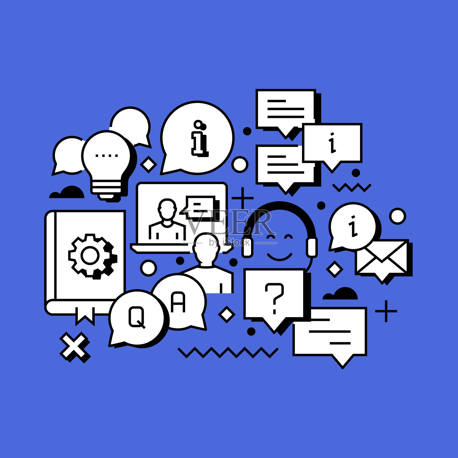 帮助和支持相关线路设计风格的网页横幅插画图片素材