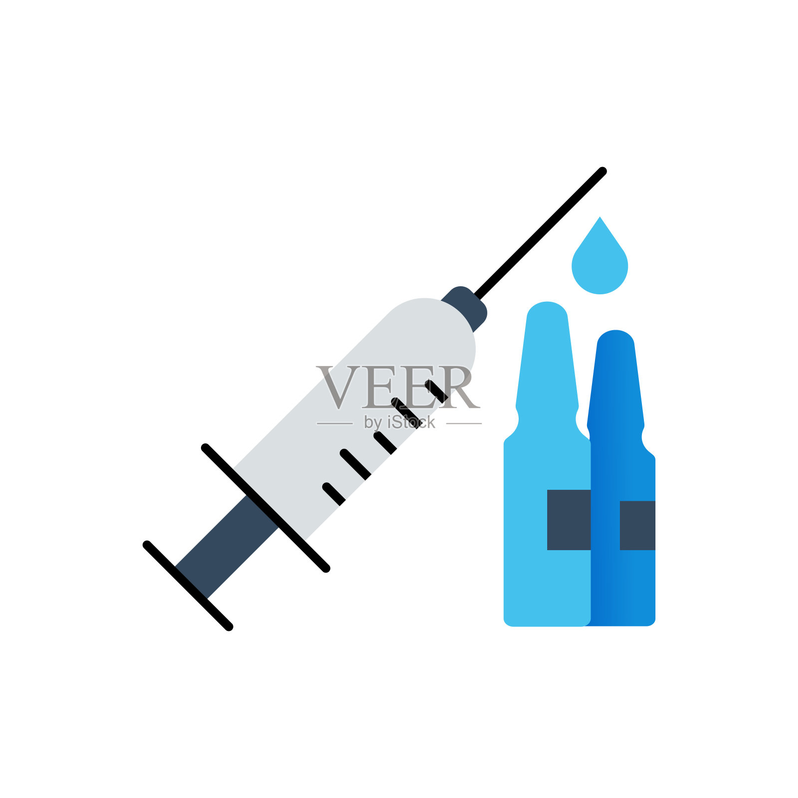 疫苗平图标。平面设计矢量图插画图片素材
