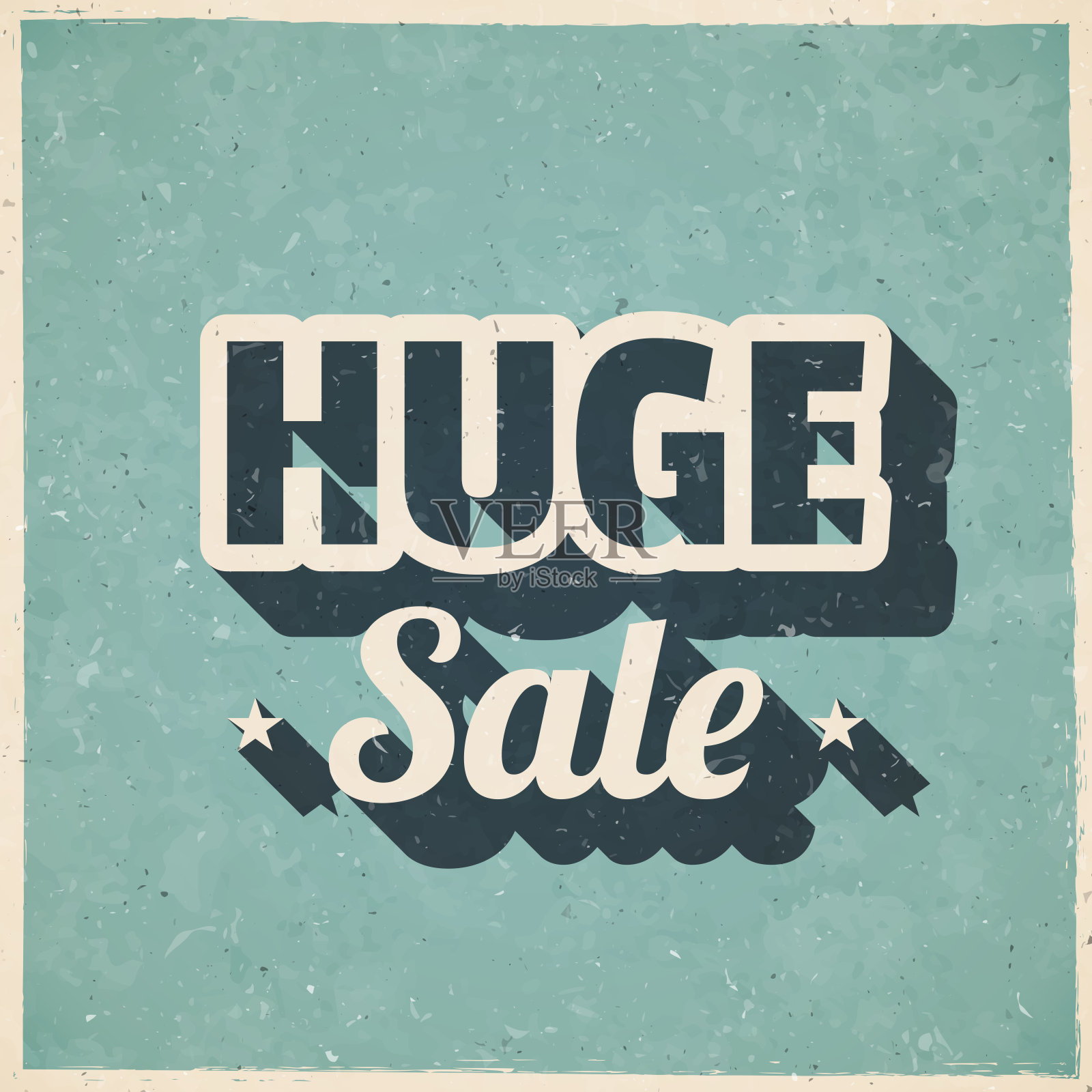 巨大的销售。图标在复古风格-旧纹理纸设计元素图片
