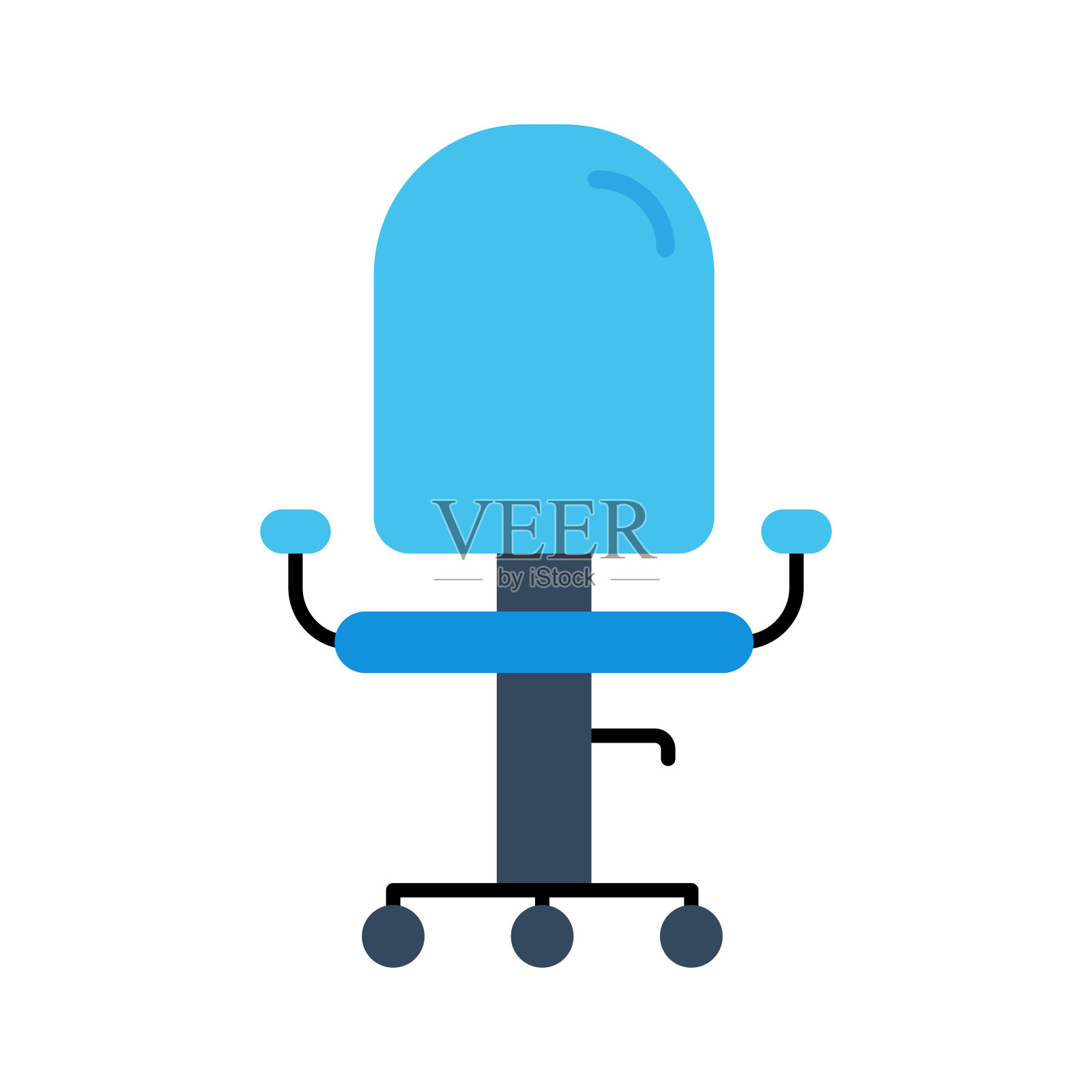 办公椅平面图标。平面设计矢量插图插画图片素材