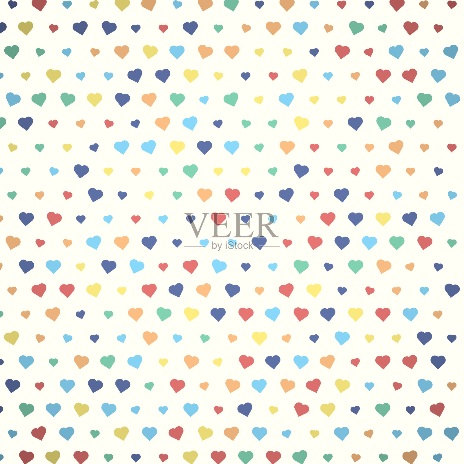 复古风格的心形两种任意大小的图案，有的仔细旋转插画图片素材