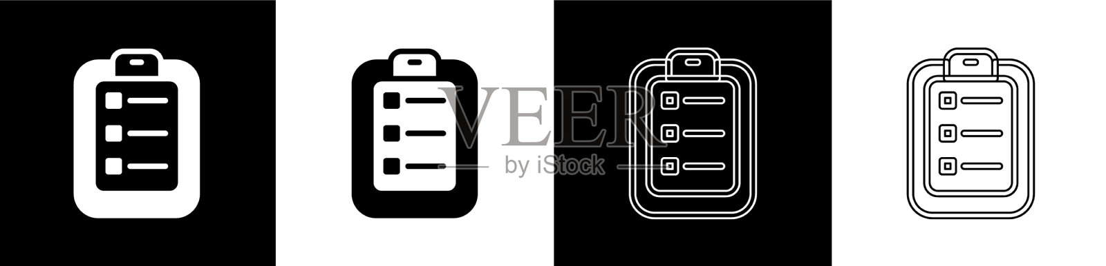 设置做清单或计划图标孤立在黑色图标素材