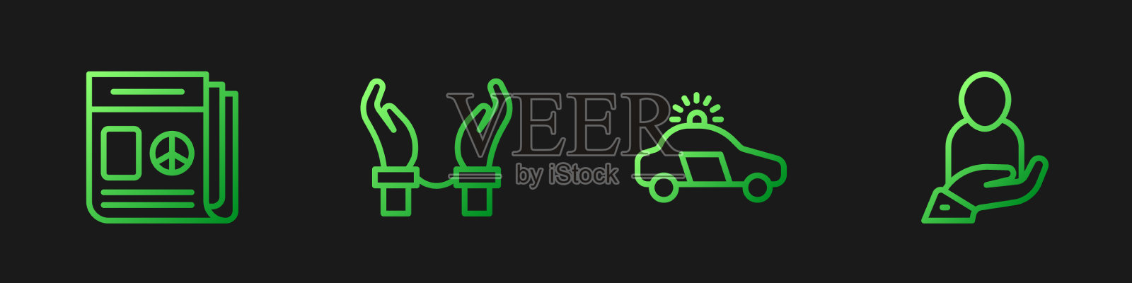 设置警用警车和警用手铐插画图片素材