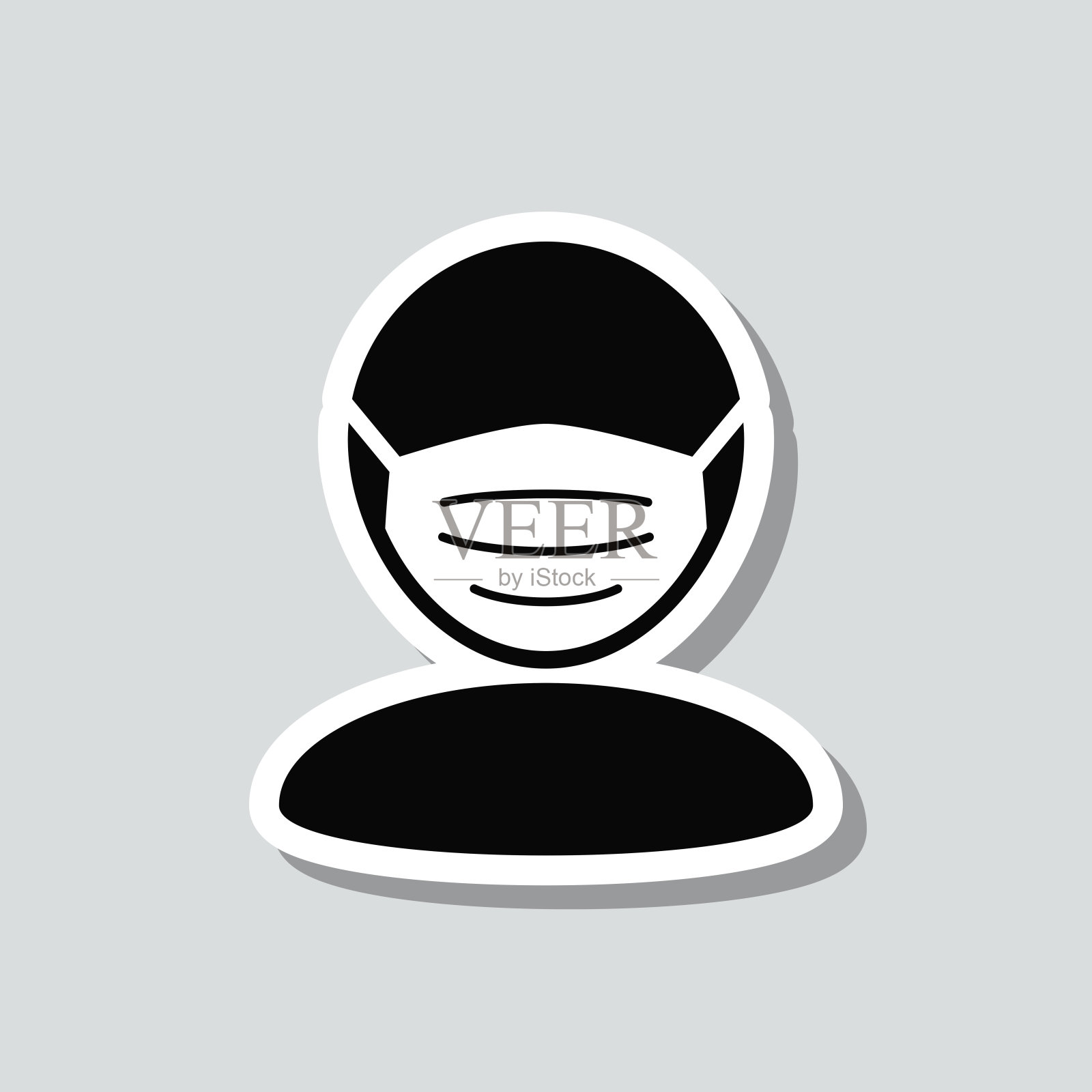 防护面罩。图标贴纸在灰色背景插画图片素材