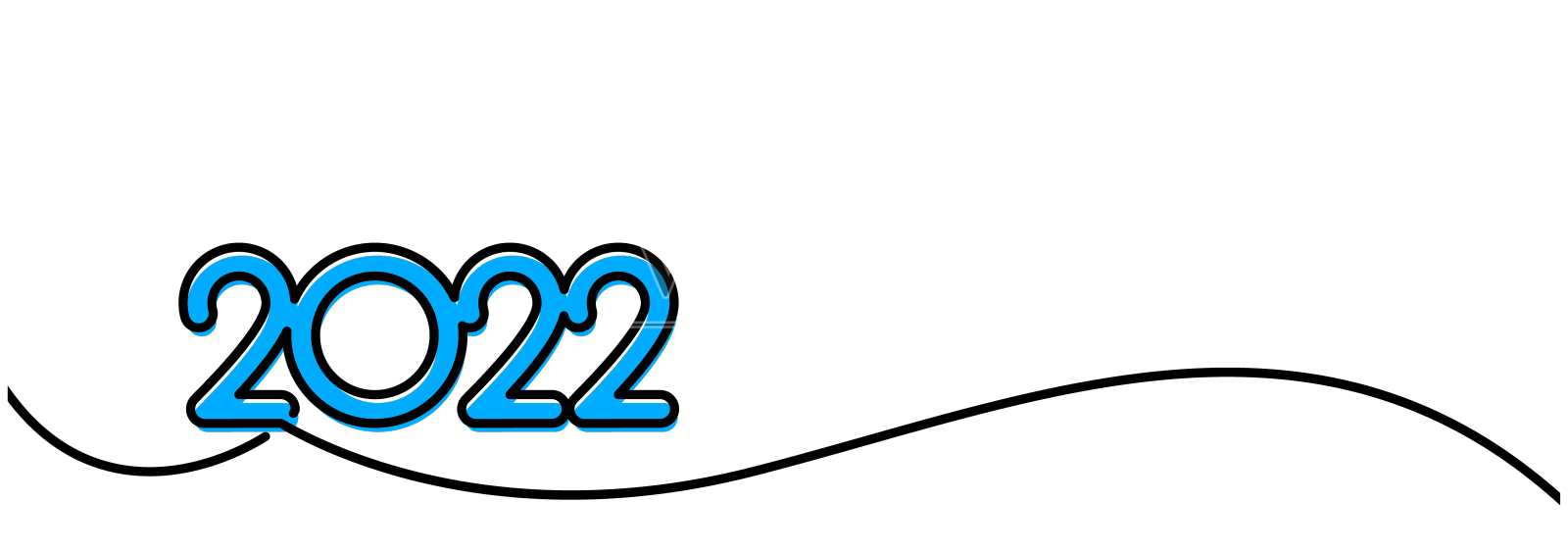 蓝色的2022用单线画设计元素图片