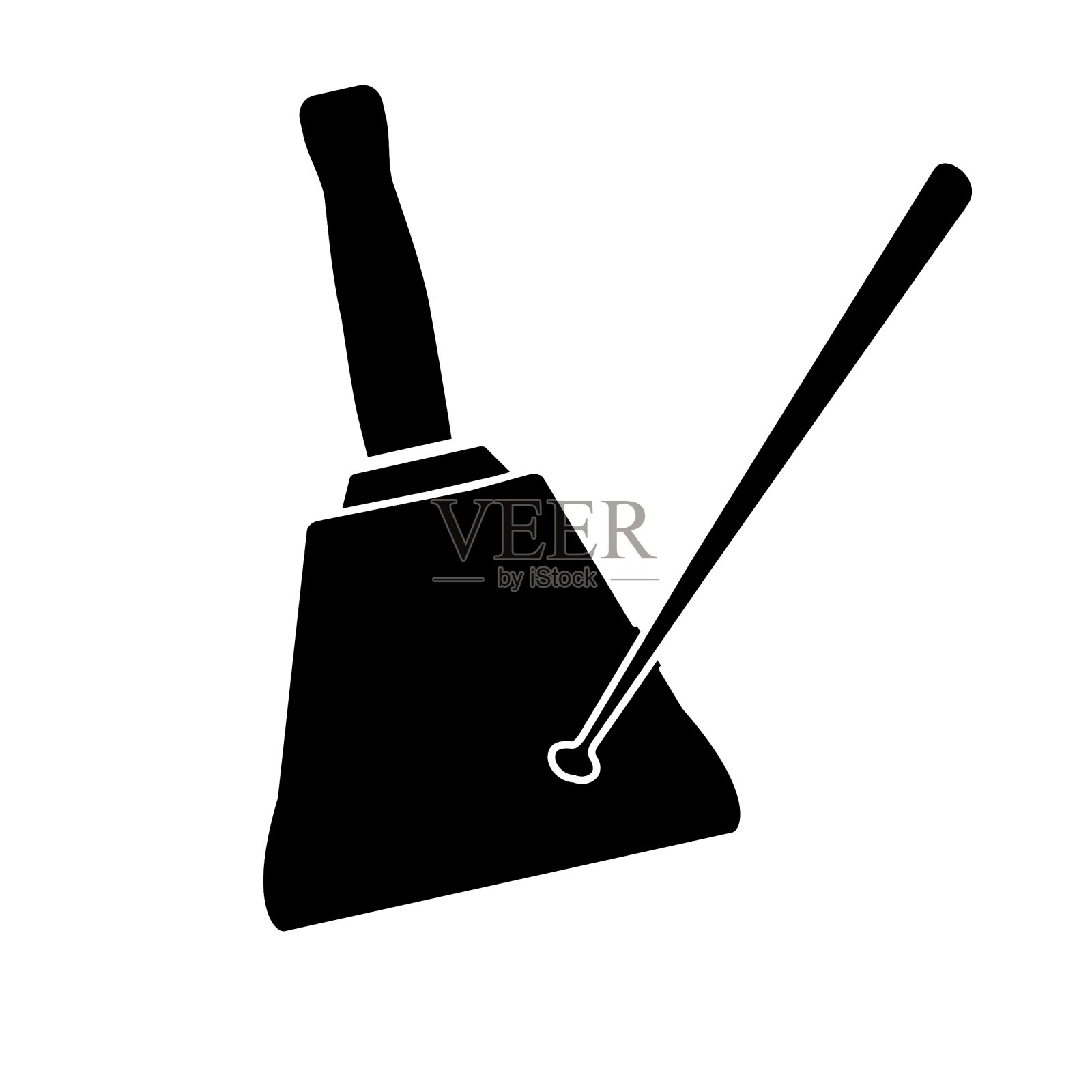 白色背景上的牛铃乐器的细线图标插画图片素材