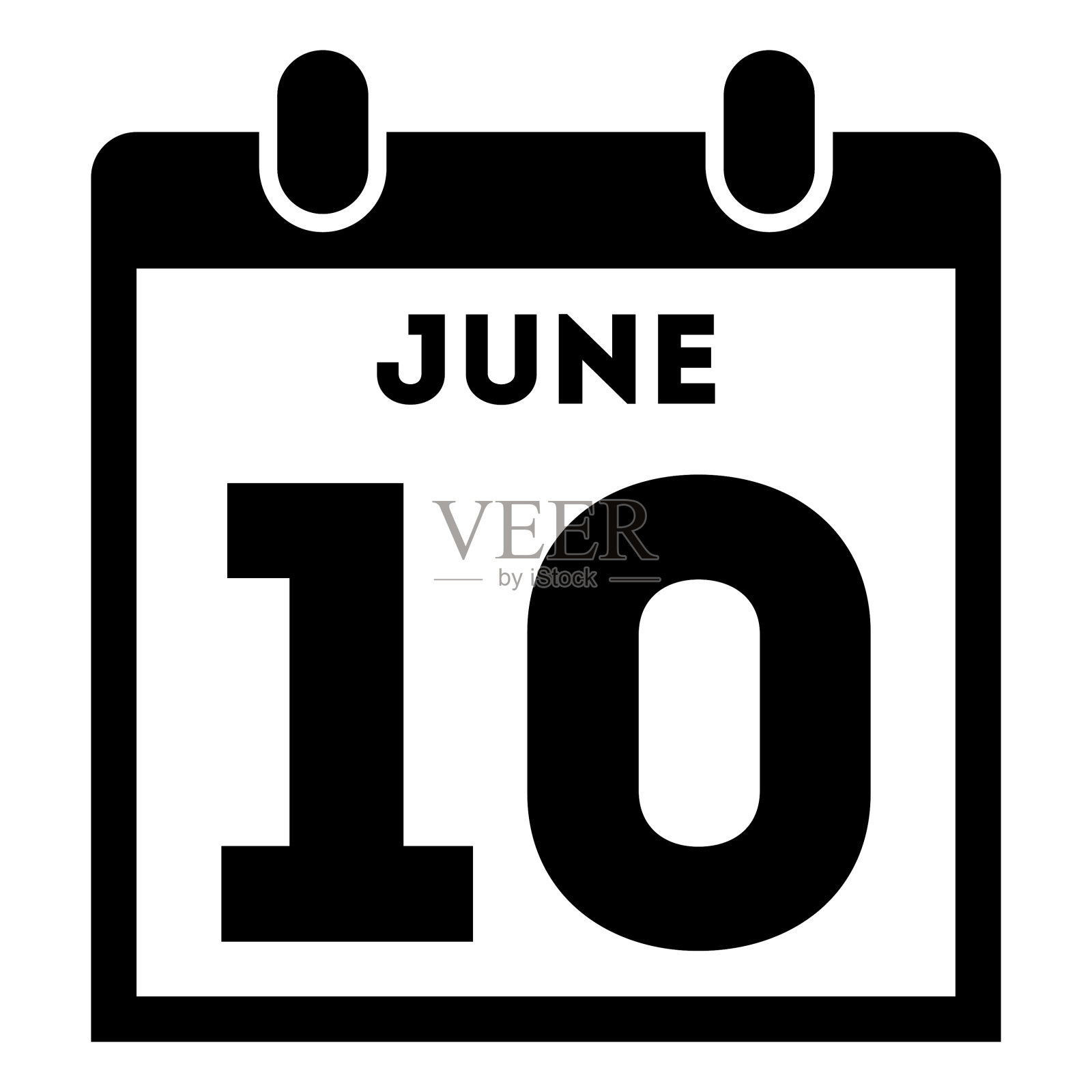 简单黑色每日日历图标- 10月插画图片素材