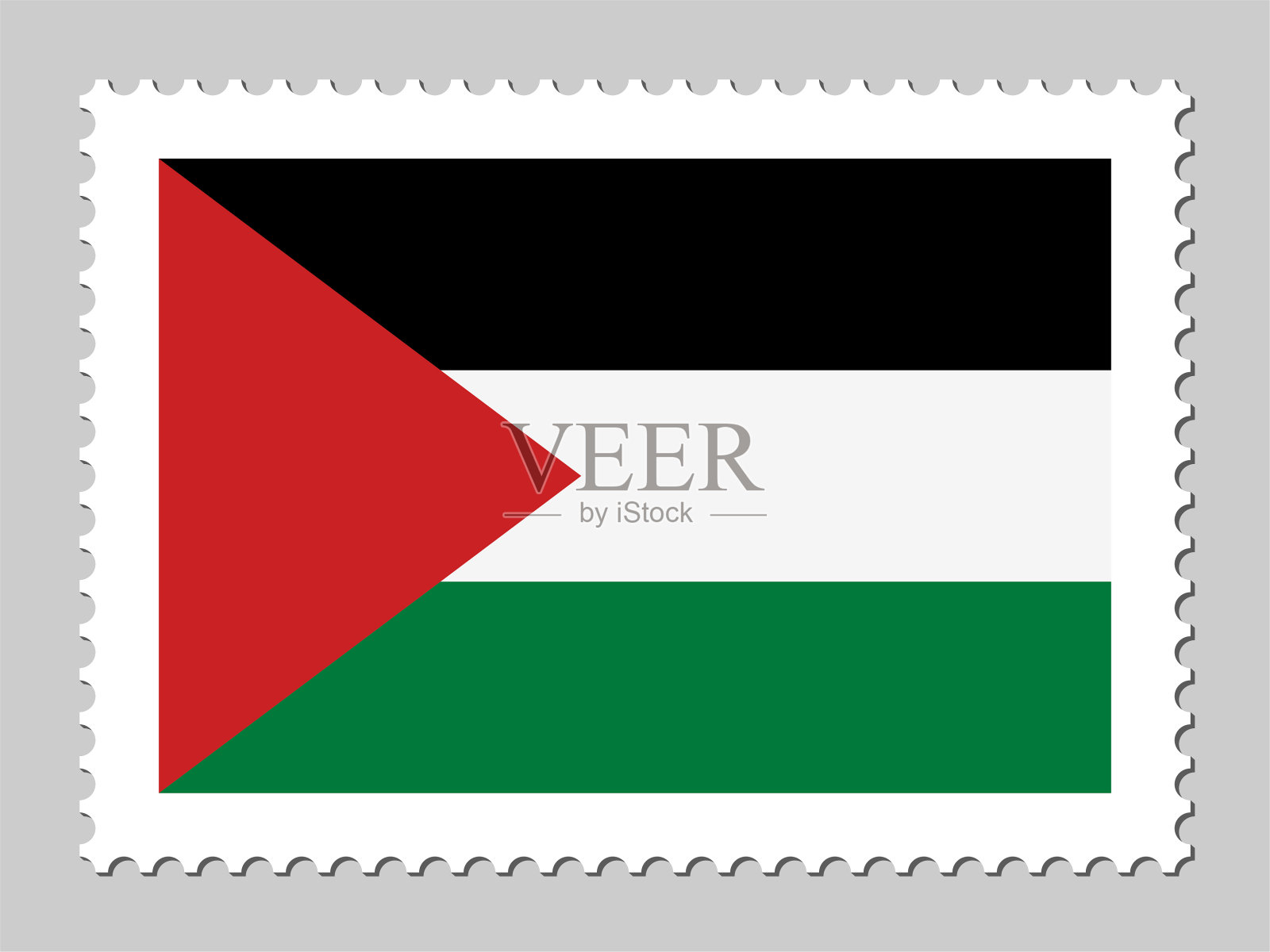 巴勒斯坦国旗邮票插画图片素材