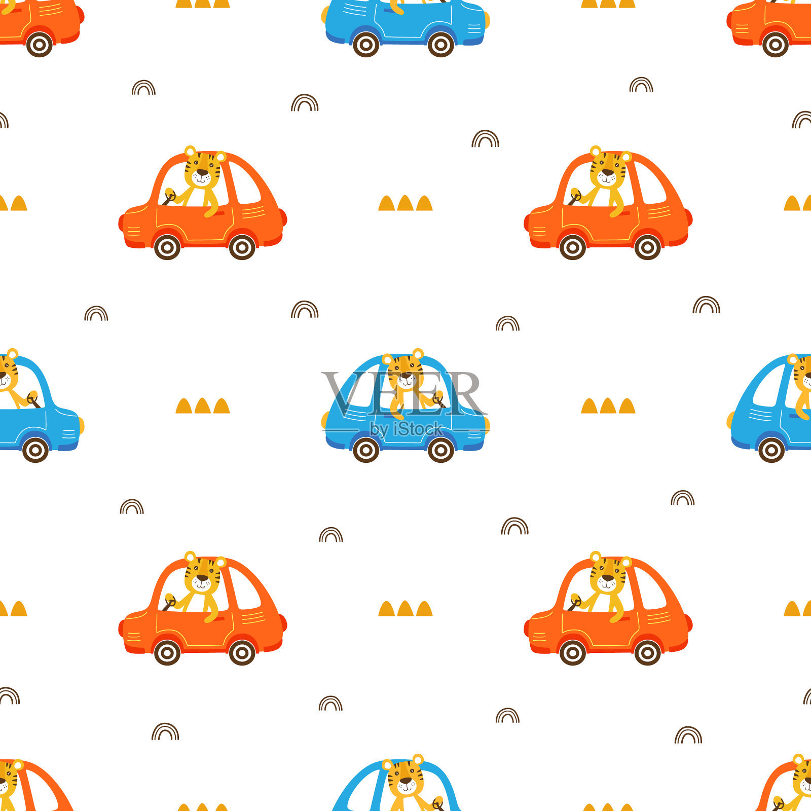 无缝模式与驾驶动物插画图片素材