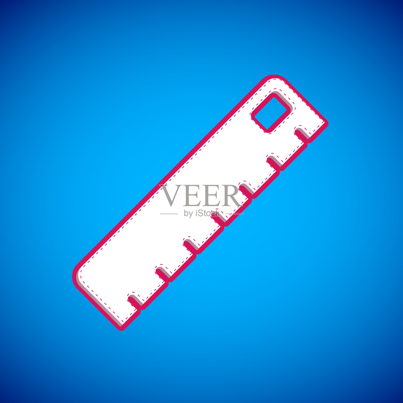 白色标尺图标孤立在蓝色背景插画图片素材