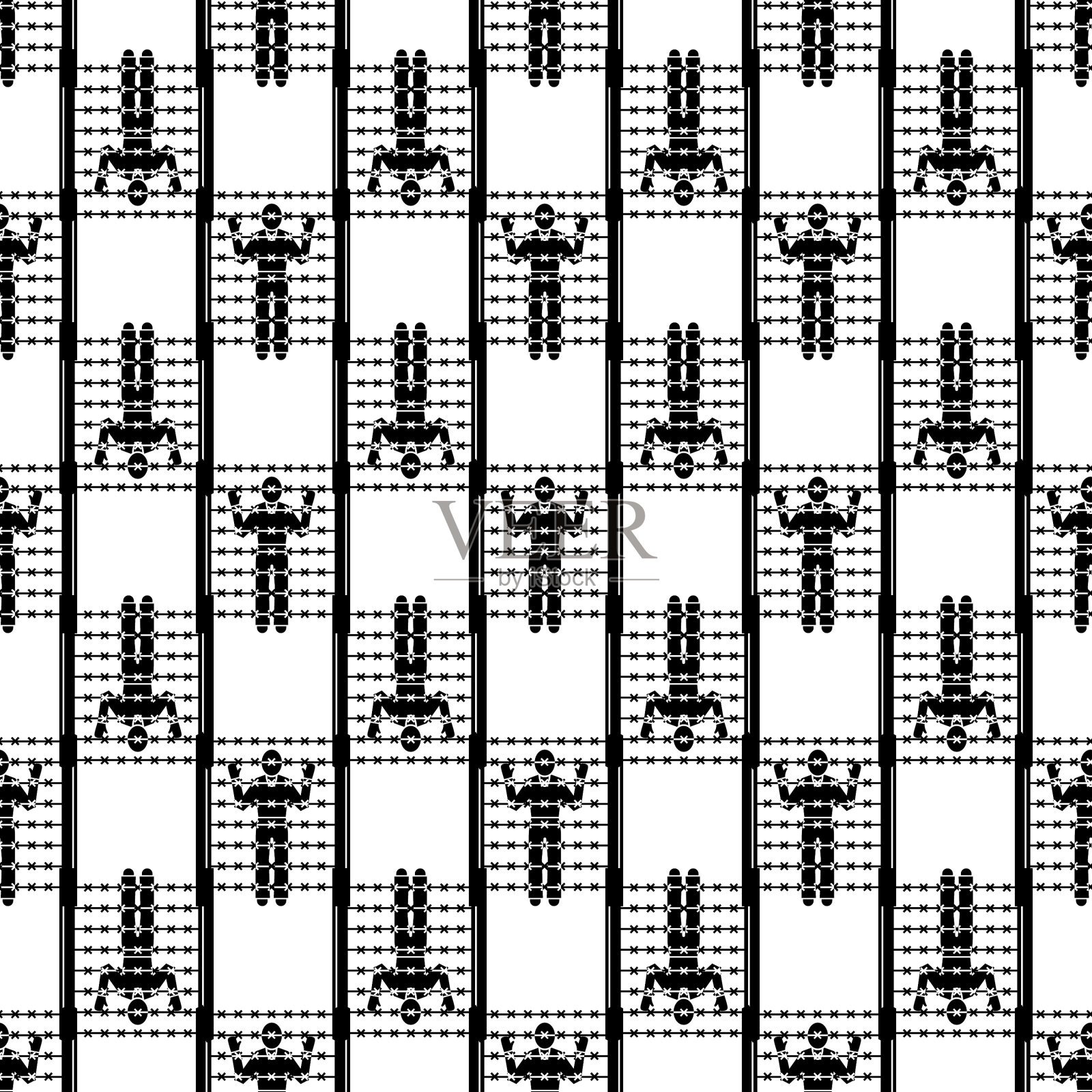 移民男子在边境模式无缝插画图片素材