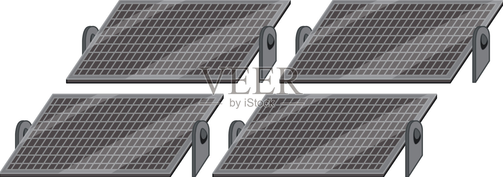 白色背景上的太阳能电池板插画图片素材