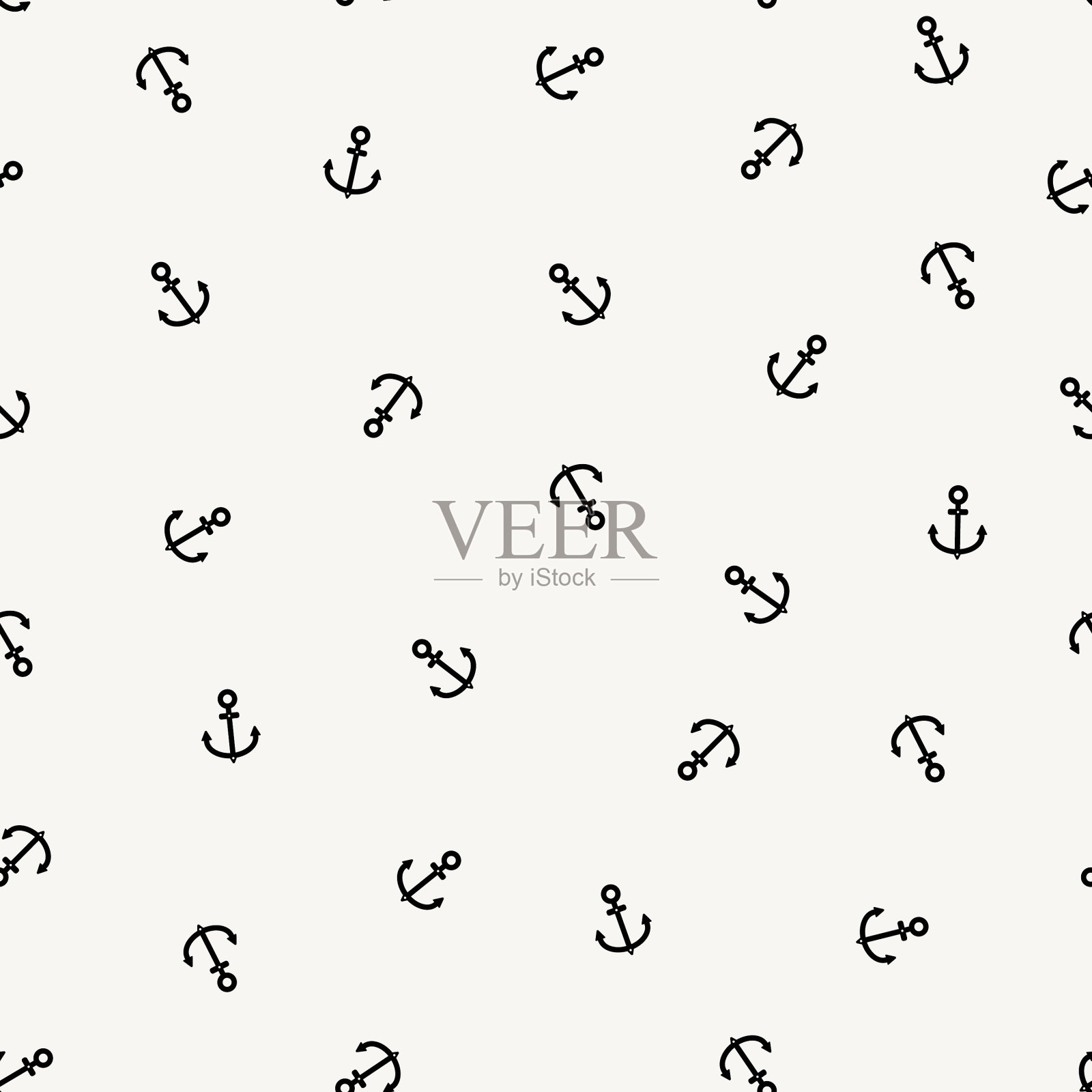 锚图标隔离无缝模式上的白色插画图片素材