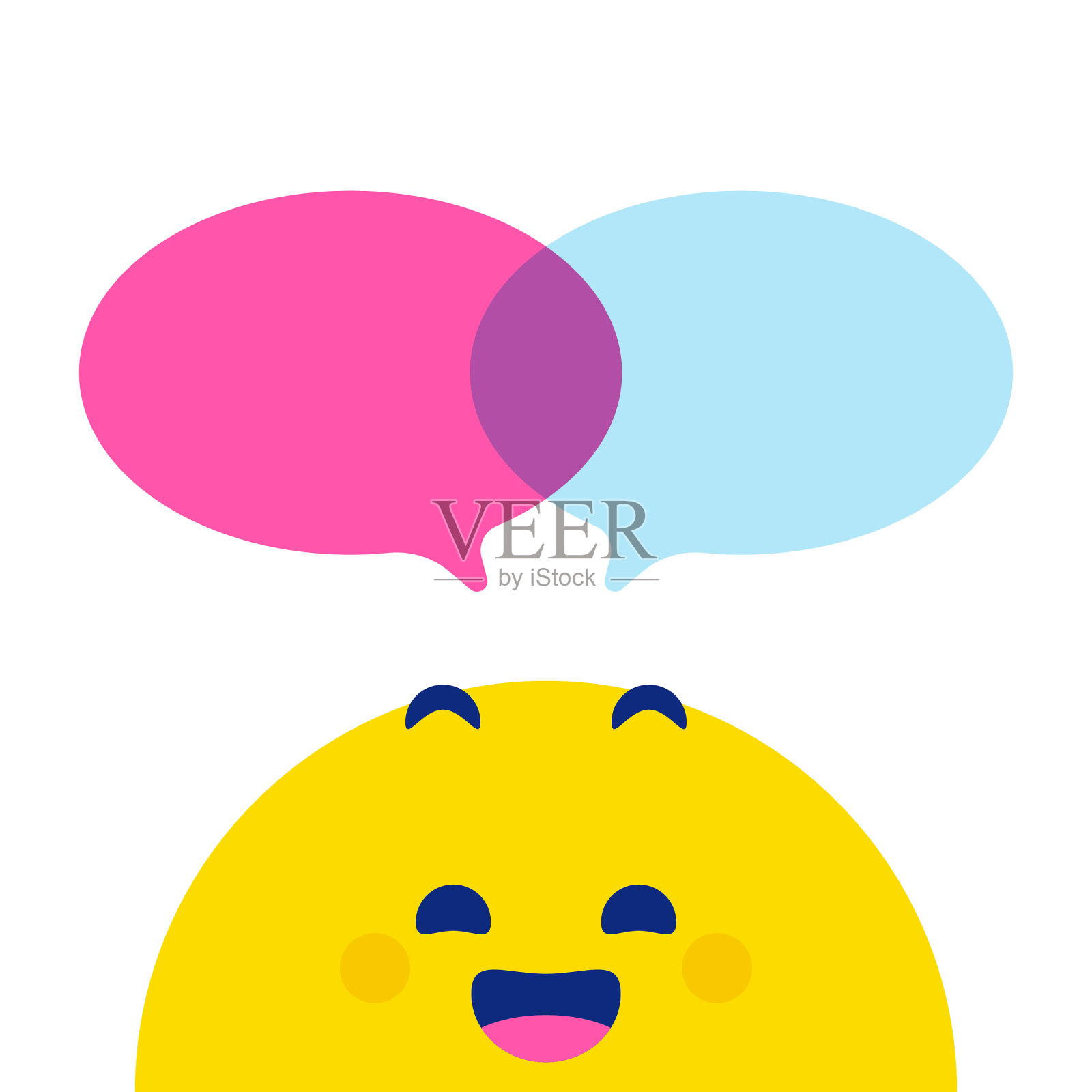 可爱的表情符号与讲话气泡插画图片素材