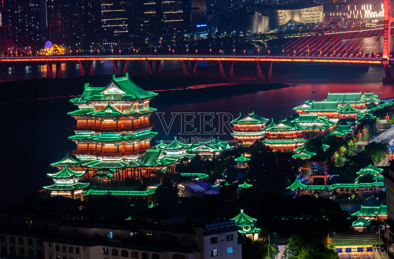 中国南昌滕王阁唐代古建筑城市地标航拍照片摄影图片