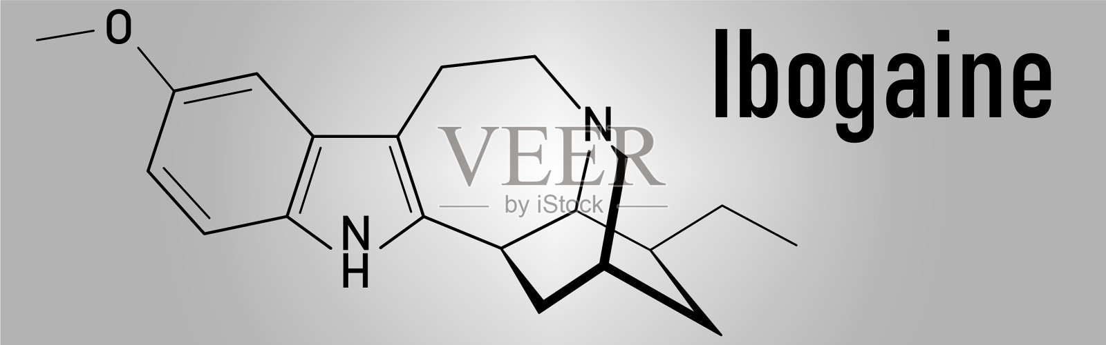 伊菠加因生物碱分子骨架公式插画图片素材