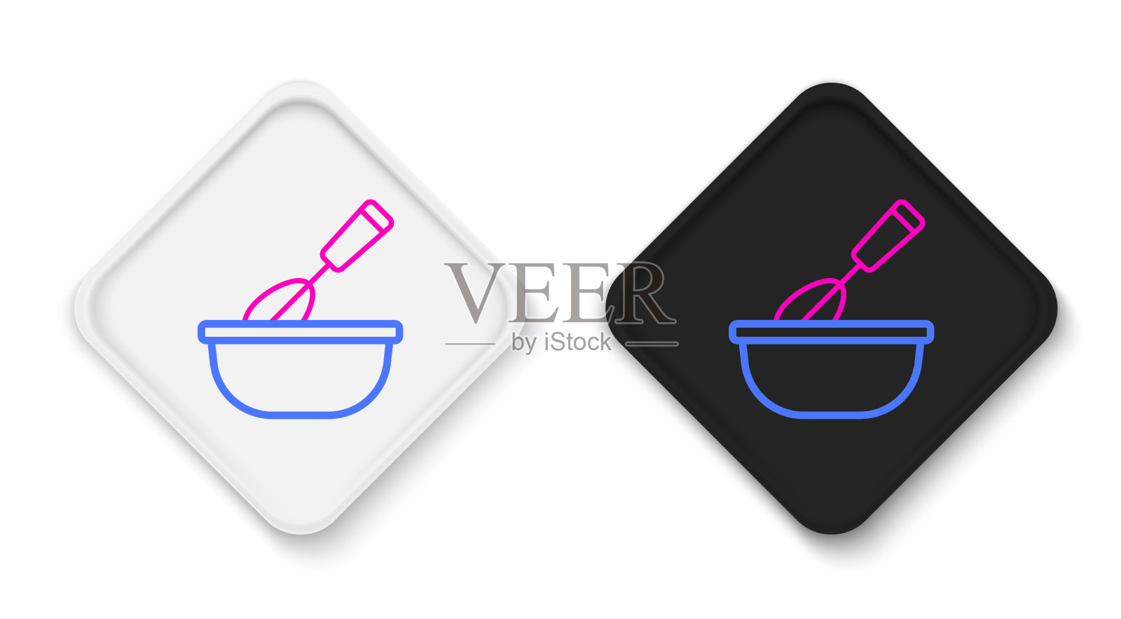 线烹饪搅拌器与碗图标隔离图标素材