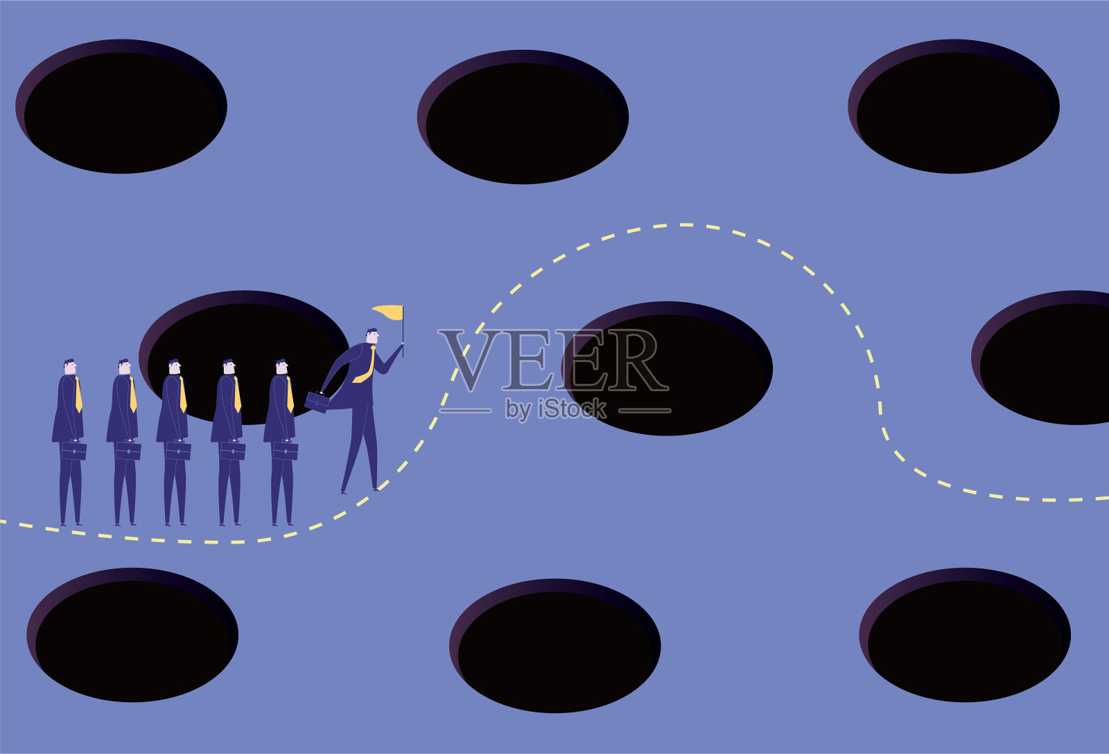 为了不掉入陷阱，白领们走对了路插画图片素材