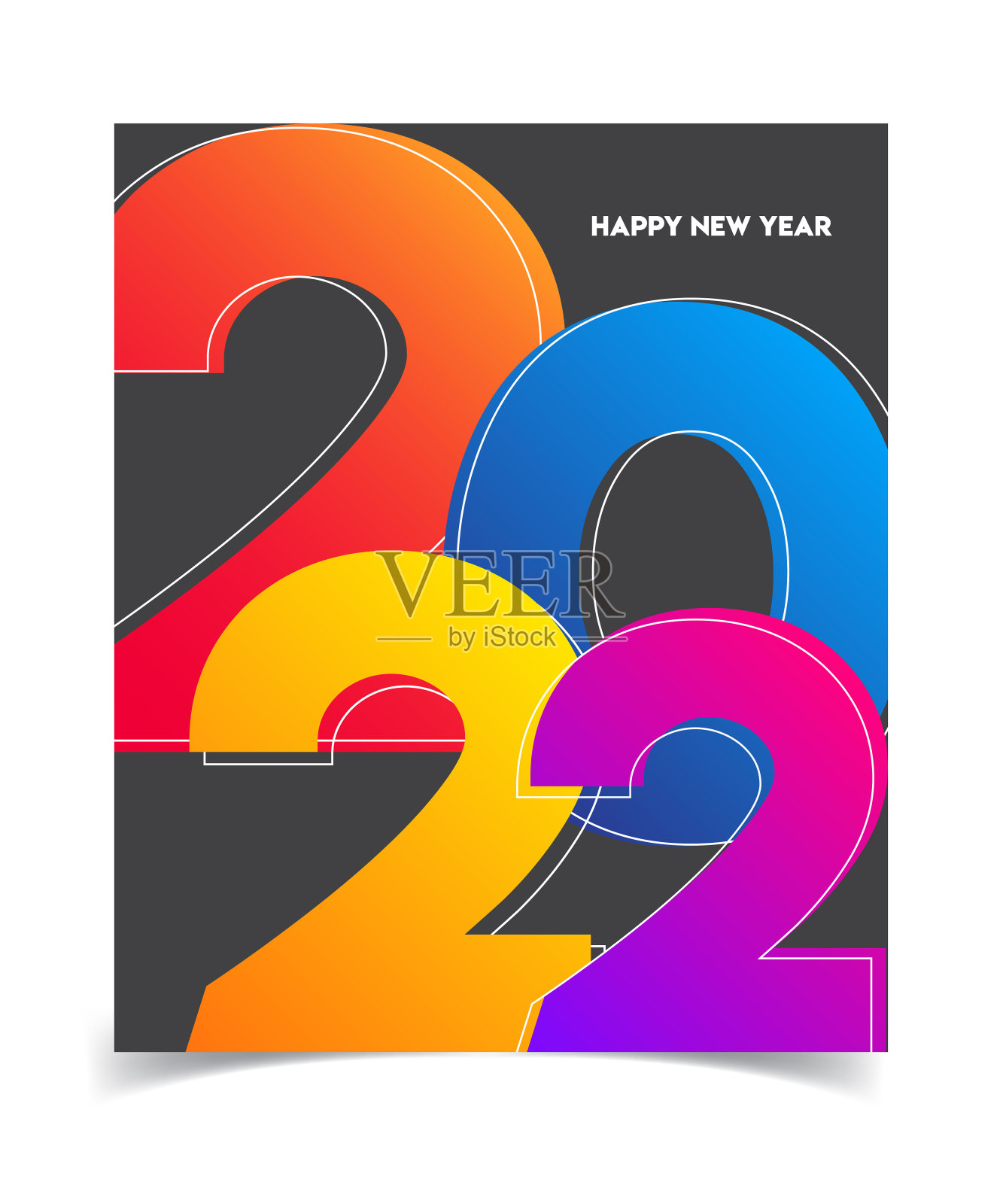 2022年的新年信件。节日贺卡。抽象的矢量图。节日设计适用于贺卡、请柬、日历等实物插图插画图片素材