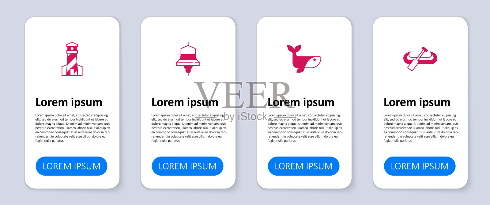 设独木舟和桨鲸船钟和图标素材