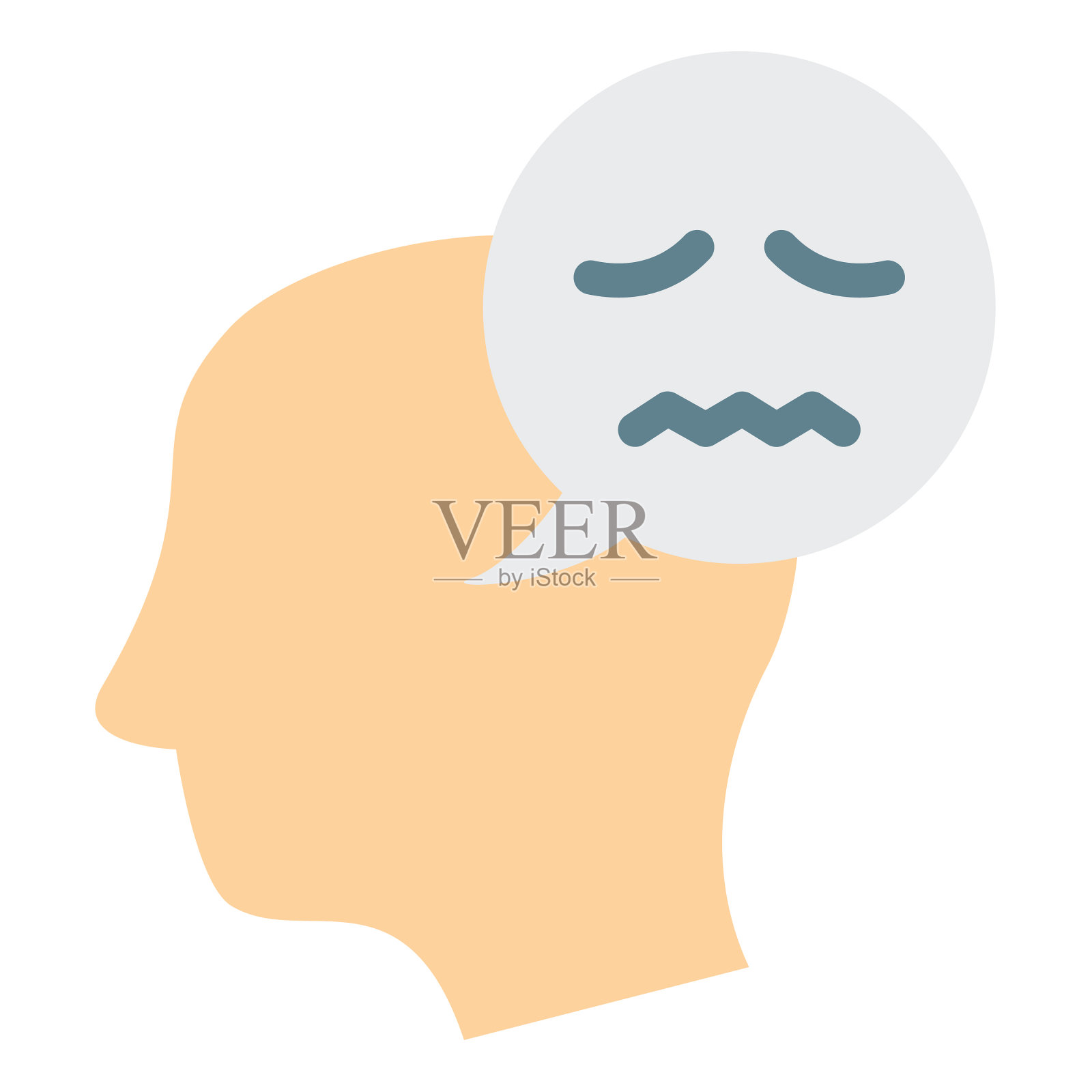 消极思维单一孤立图标与平插画图片素材