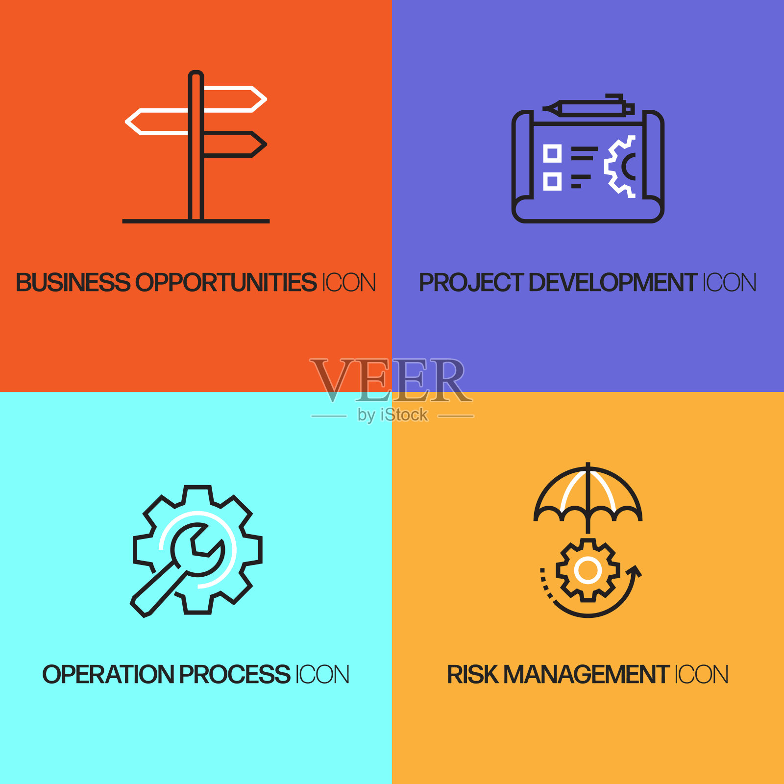 现代业务相关线图标。向量符号说明。插画图片素材