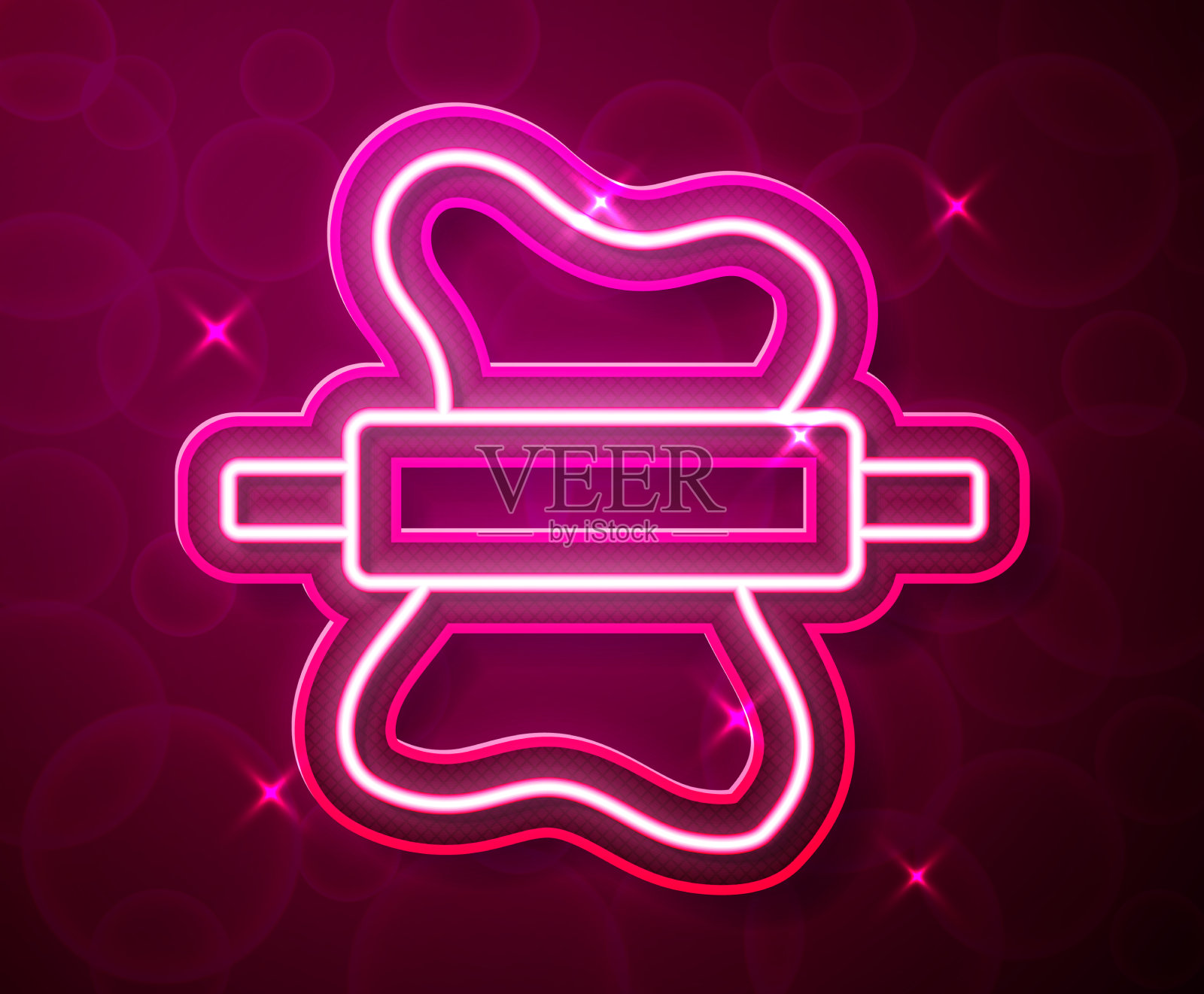 发光的霓虹灯线擀面杖上的图标插画图片素材